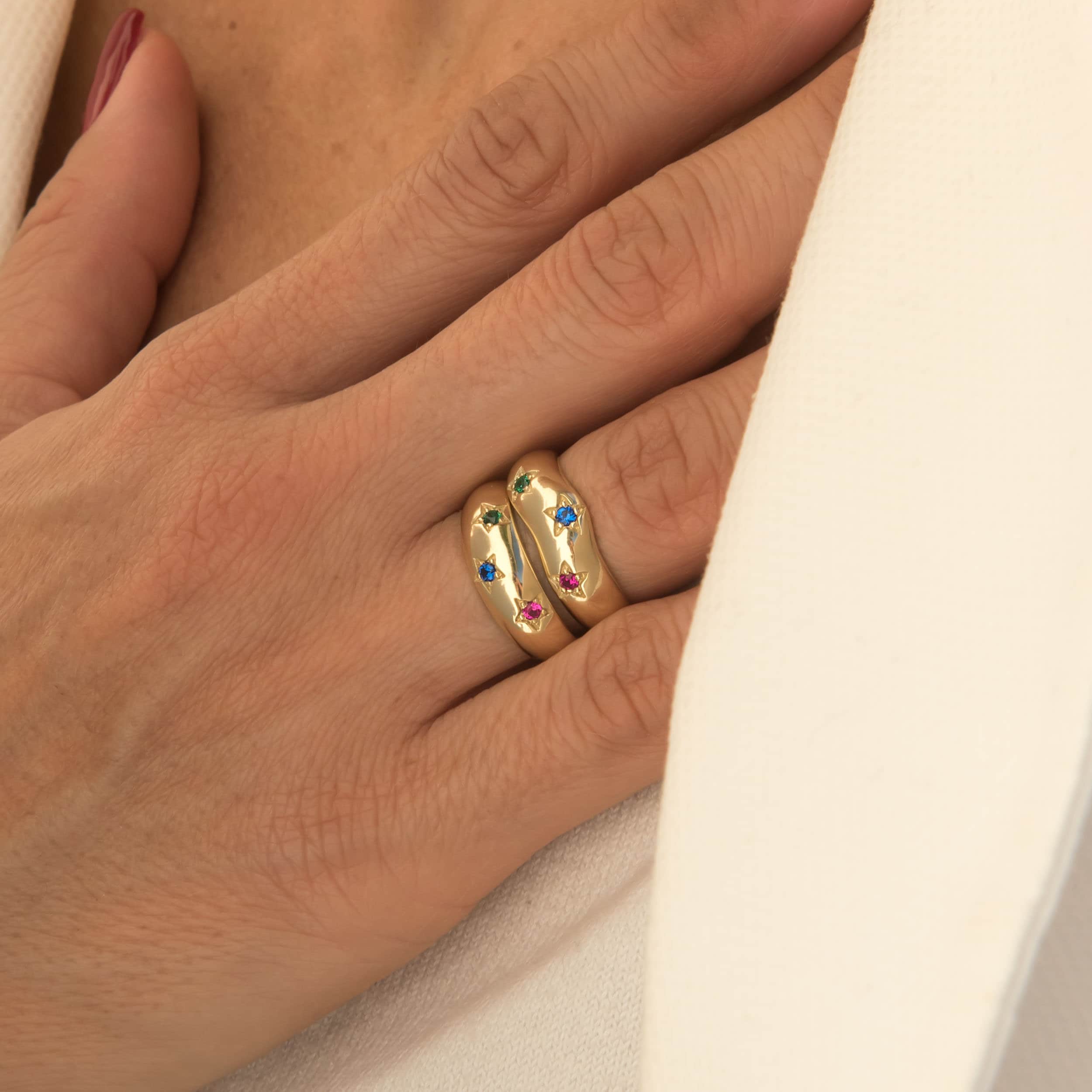 North Star Birthstone Ring with 3 Gems — additional product image 9 from AntEva Crafts