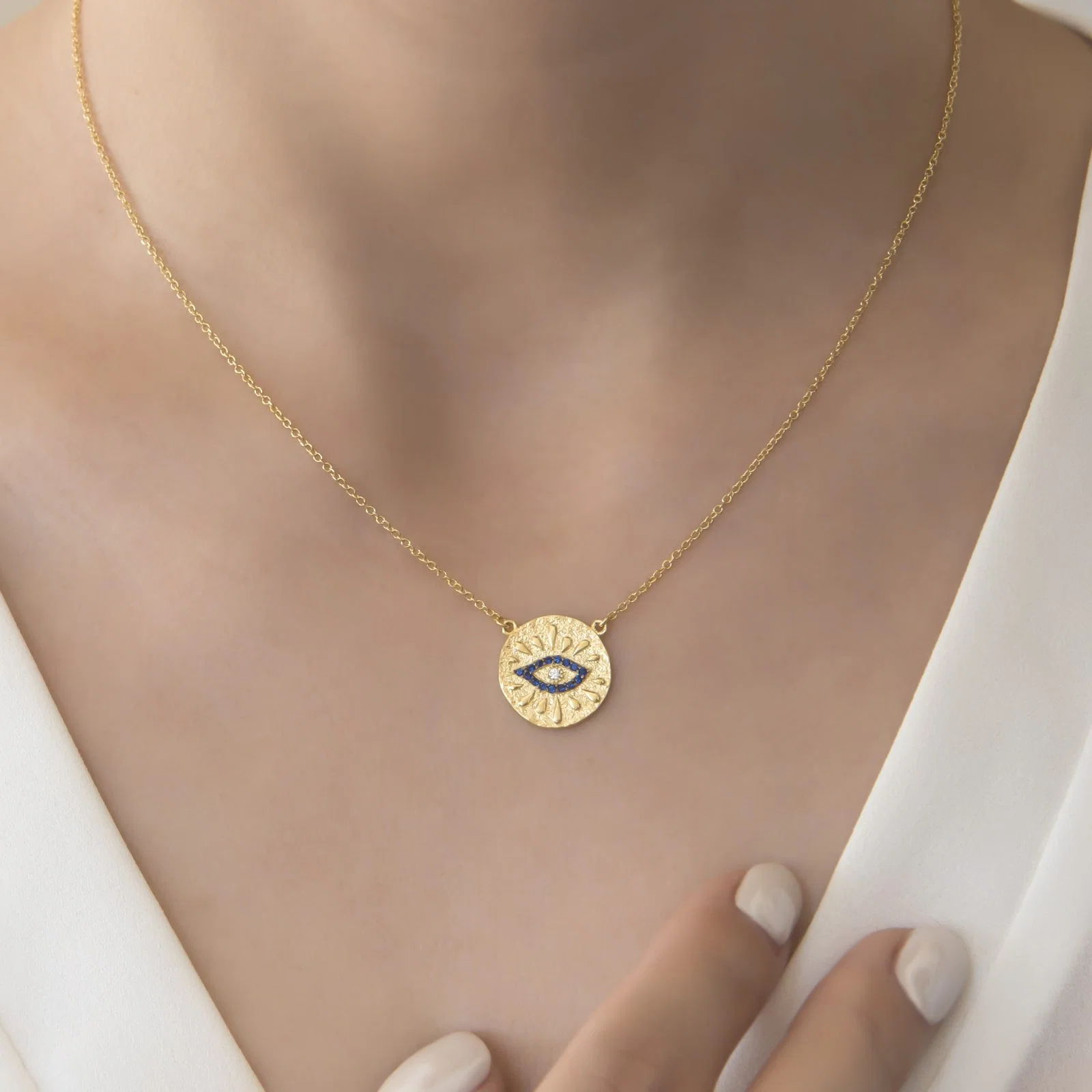 Evil Eye Matte Circle Necklace — additional product image 2 from AntEva Crafts