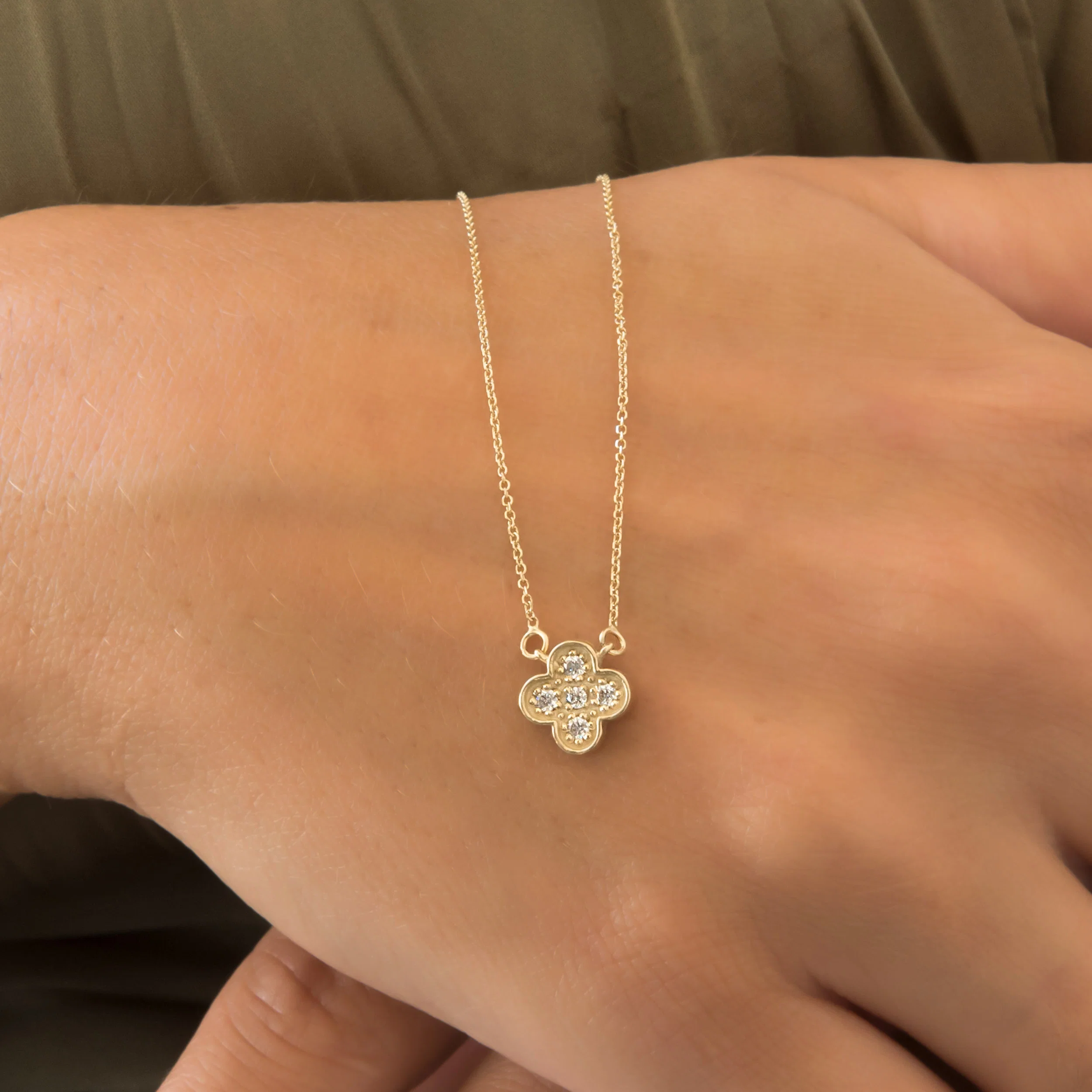 Four Leaf Clover Gemstone Necklace — additional product image 4 from AntEva Crafts