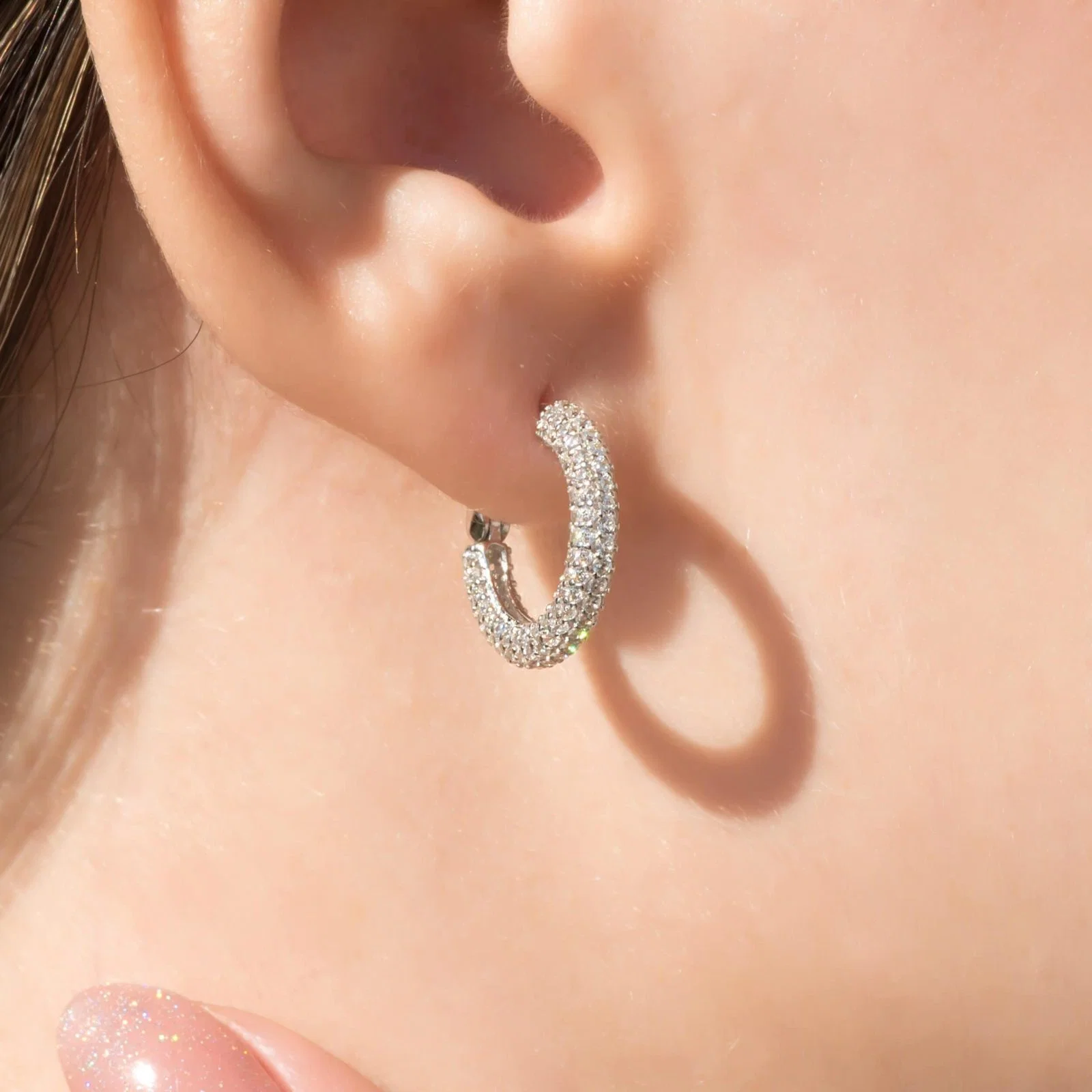 Sparkling Gemstone Hoop Earrings — additional product image 2 from AntEva Crafts