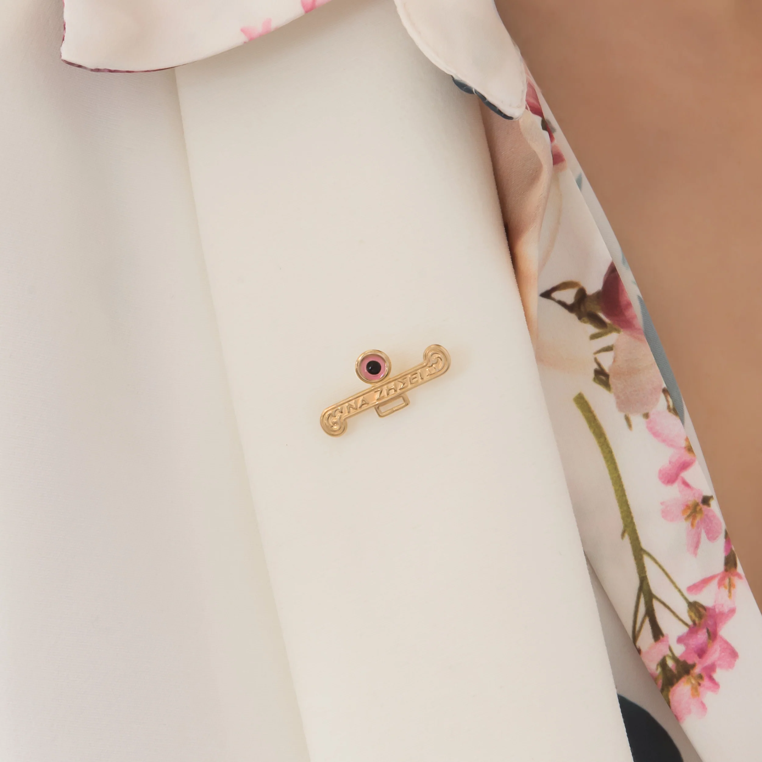 Gold Baptism Baby Pin with Evil Eye — additional product image 2 from AntEva Crafts