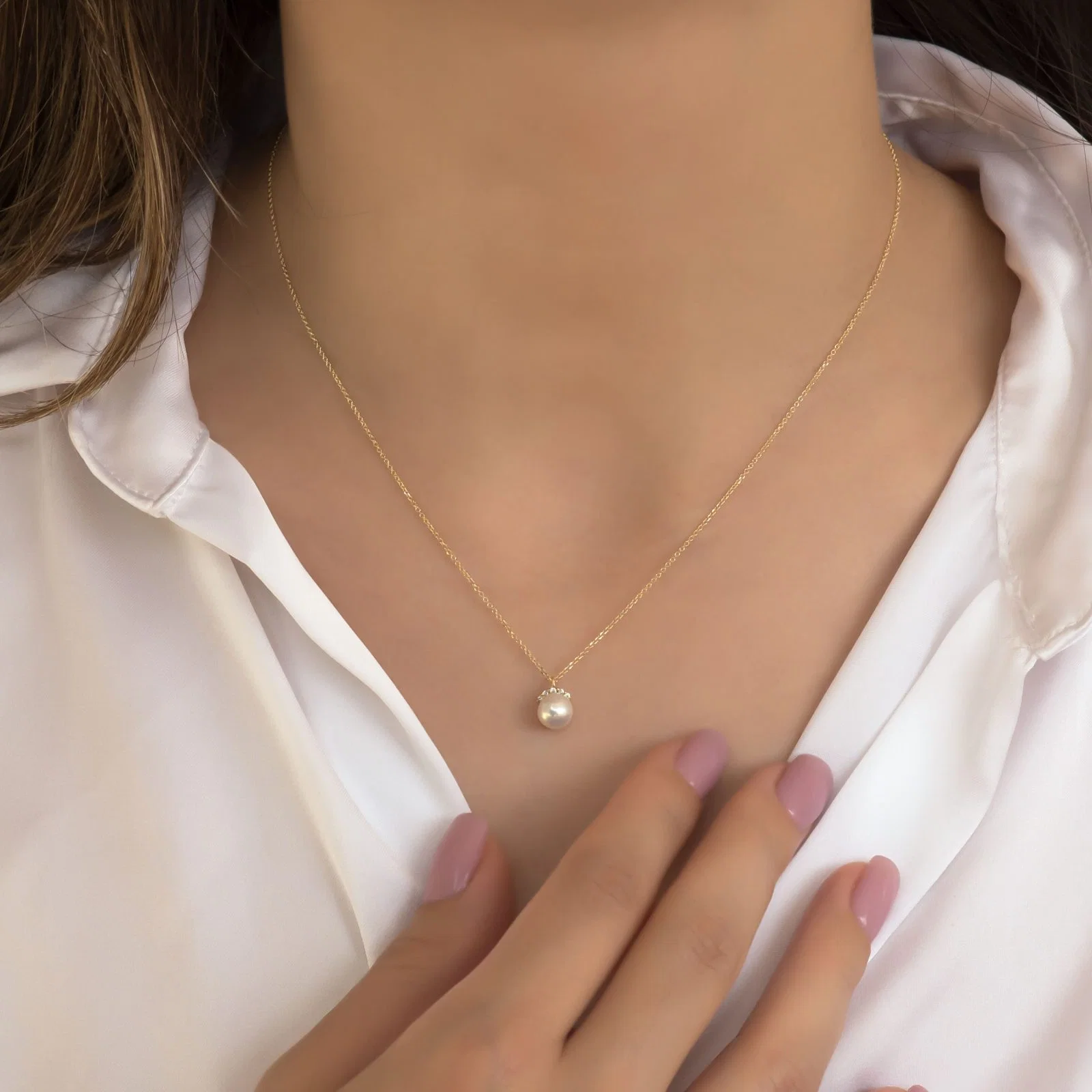Floating Pearl Chain Necklace — additional product image 4 from AntEva Crafts