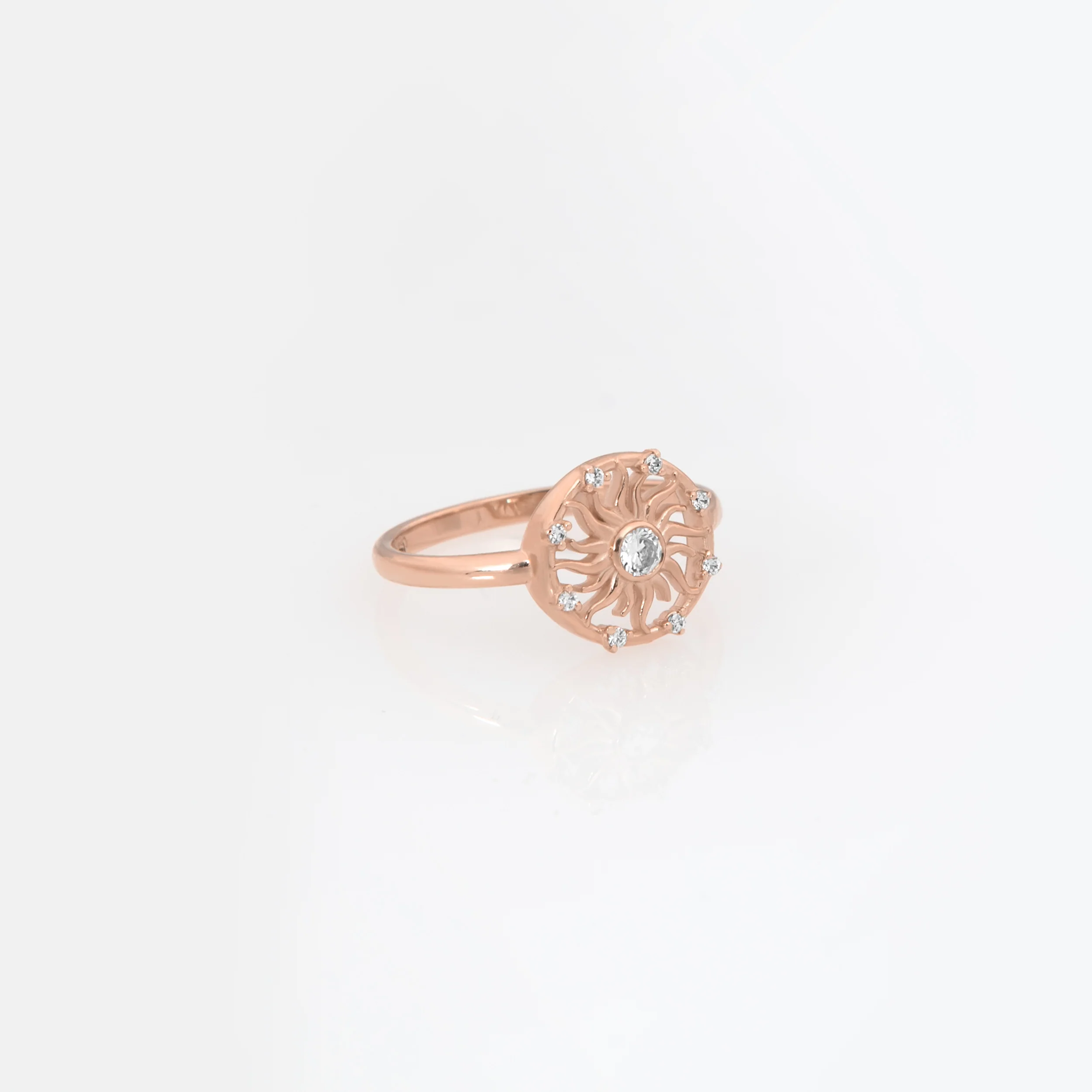 Gold Sunburst Ring with White Stones — additional product image 4 from AntEva Crafts