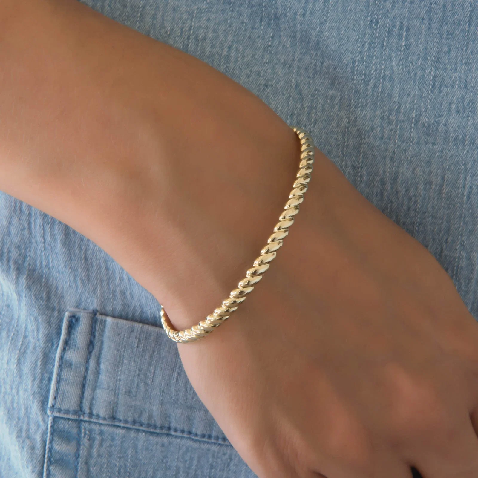 Oval Hinged Croissant Bangle — additional product image 2 from AntEva Crafts