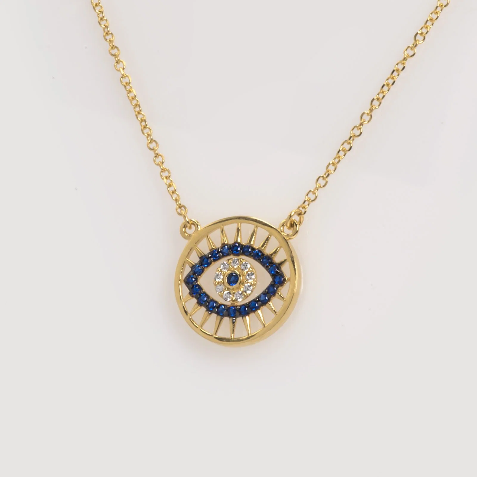 Evil Eye Blue Stone Chain Necklace — additional product image 3 from AntEva Crafts