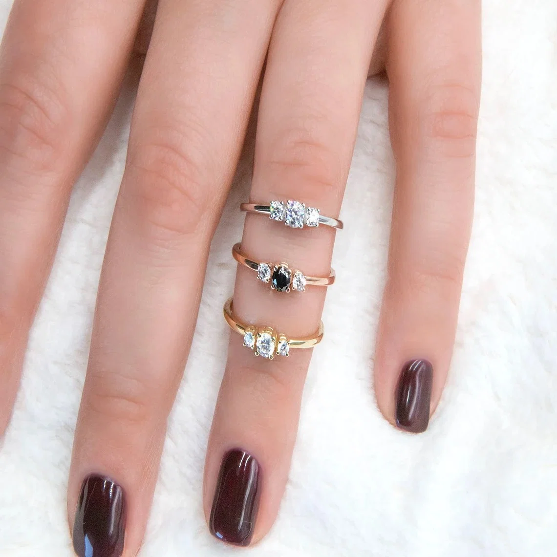 Triple Stone Ring with Diamonds — additional product image 7 from AntEva Crafts