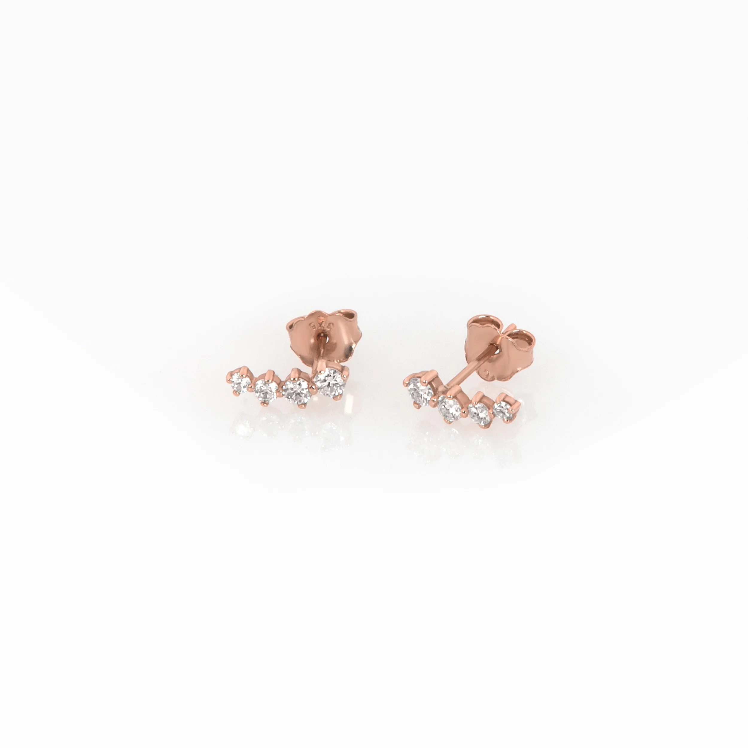 14K Gold Diamond Climber Earrings – Curved Lab-Grown Diamond Ear Crawlers — additional product image 4 from AntEva Crafts