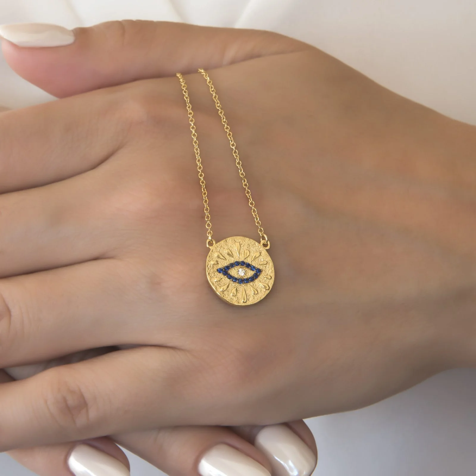 Evil Eye Matte Circle Necklace — additional product image 6 from AntEva Crafts