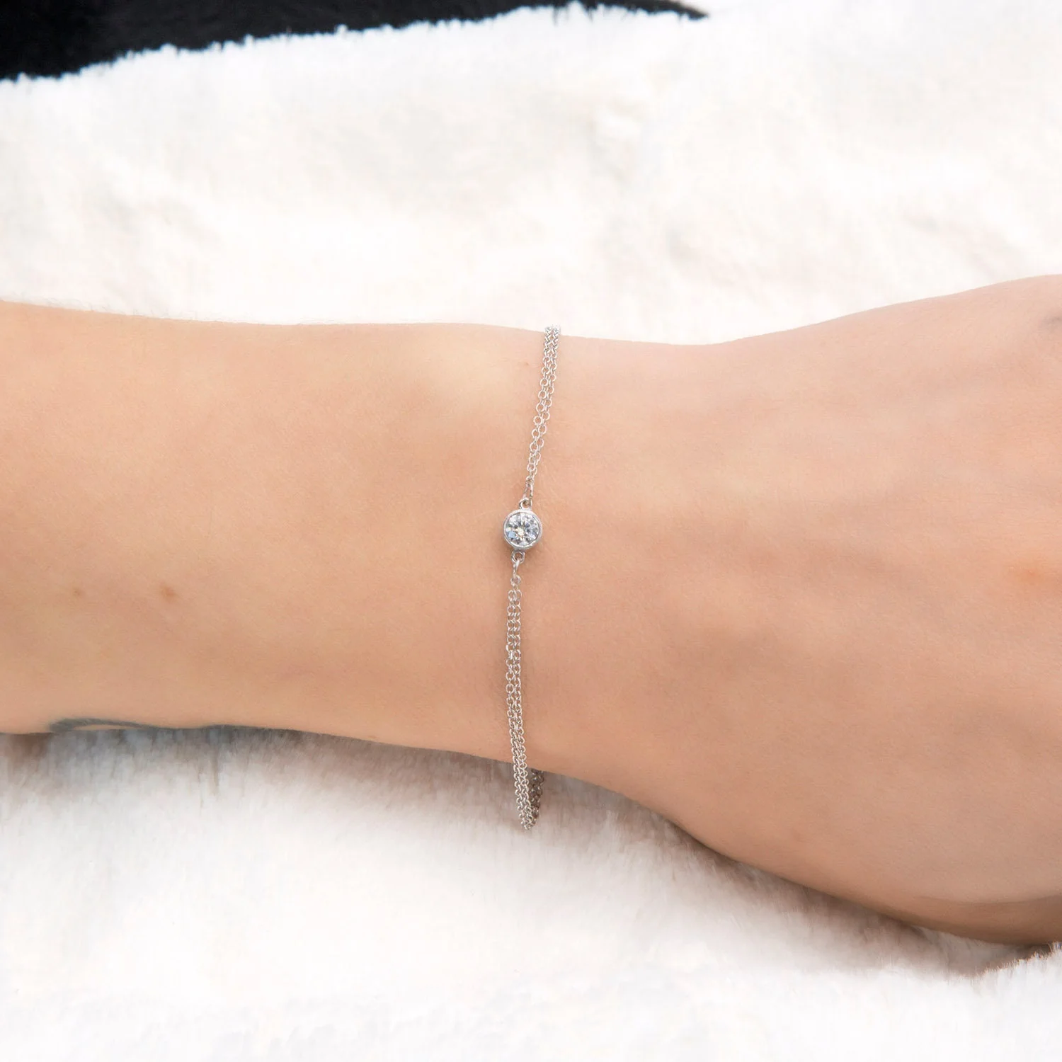 Diamond Solitaire Chain Bracelet — additional product image 4 from AntEva Crafts