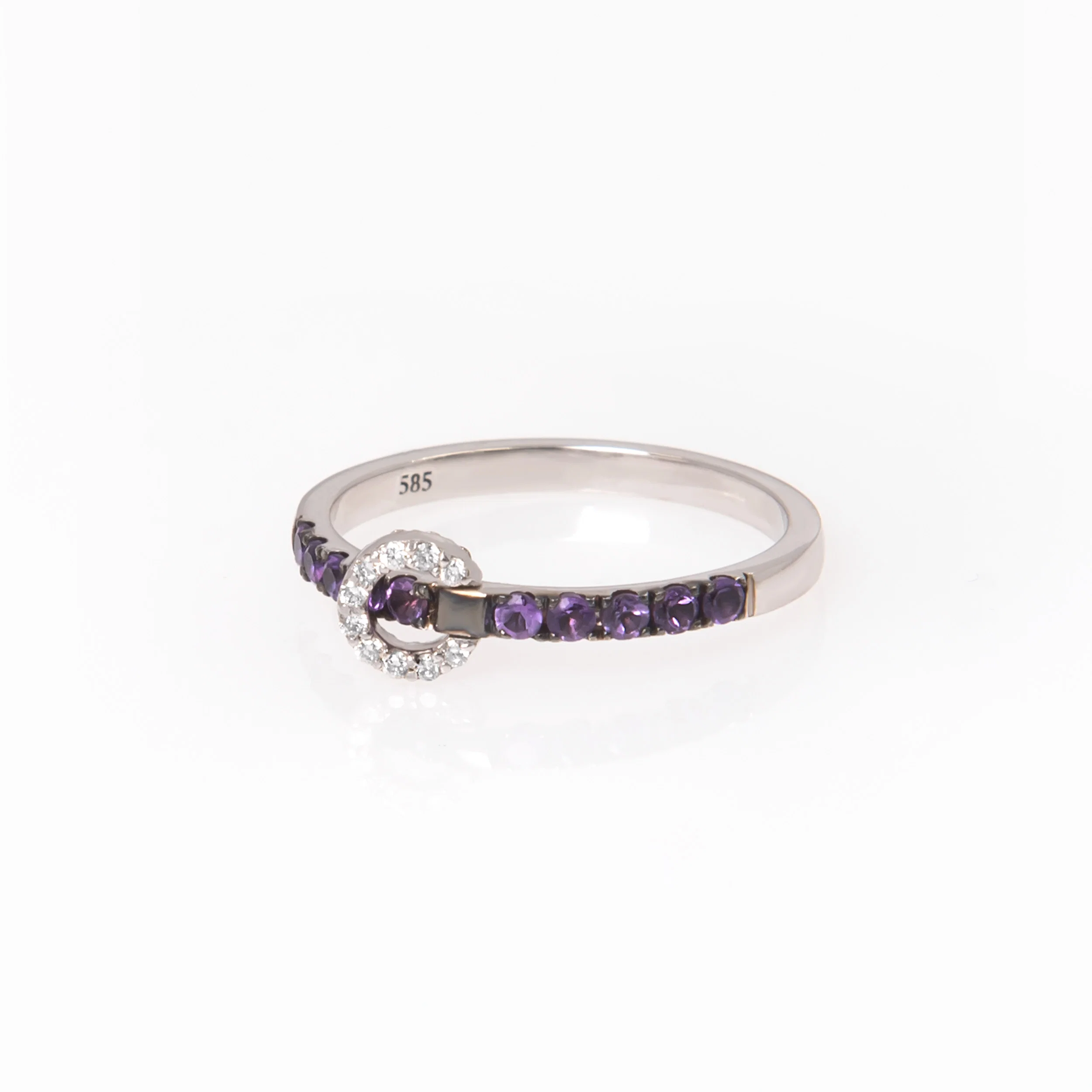 Circle Charm Half Eternity Birthstone Ring — additional product image 3 from AntEva Crafts