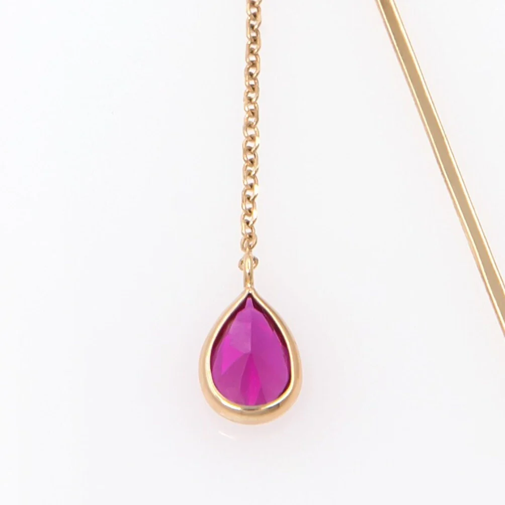 Chain Hanging Bar Earrings with Coloured CZ — additional product image 5 from AntEva Crafts