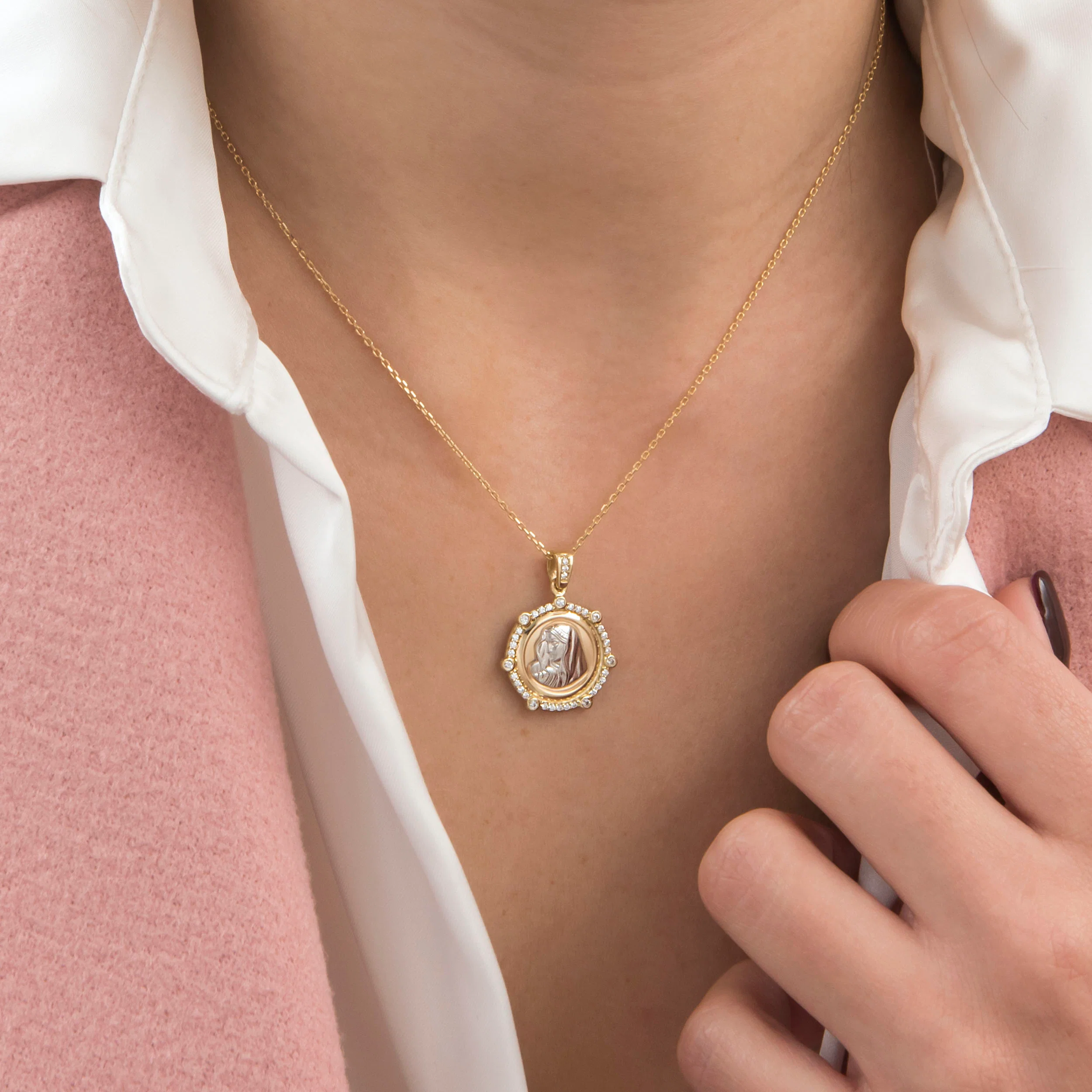 Holy Mary Gold Necklace — additional product image 2 from AntEva Crafts