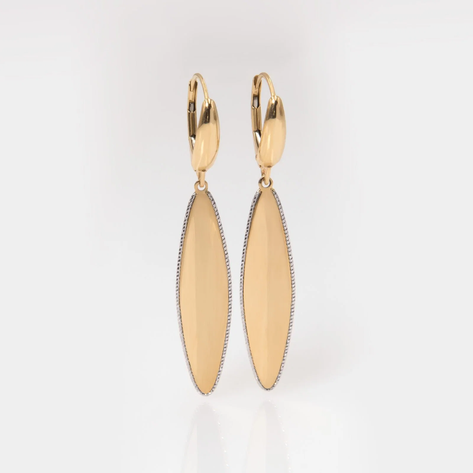 Gold Hanging Leaf Marquise Shaped Earrings