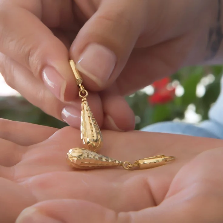 Gold Teardrop Earrings — additional product image 3 from AntEva Crafts