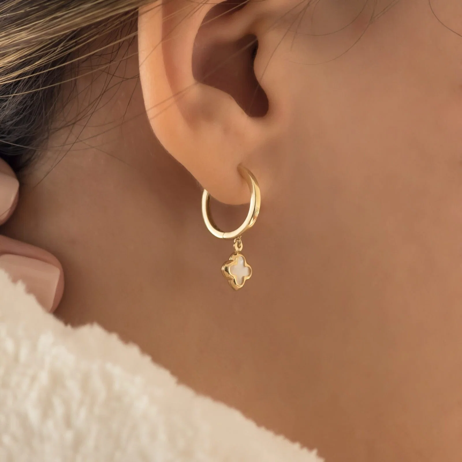 Mother of Pearl Cross Earrings — additional product image 6 from AntEva Crafts