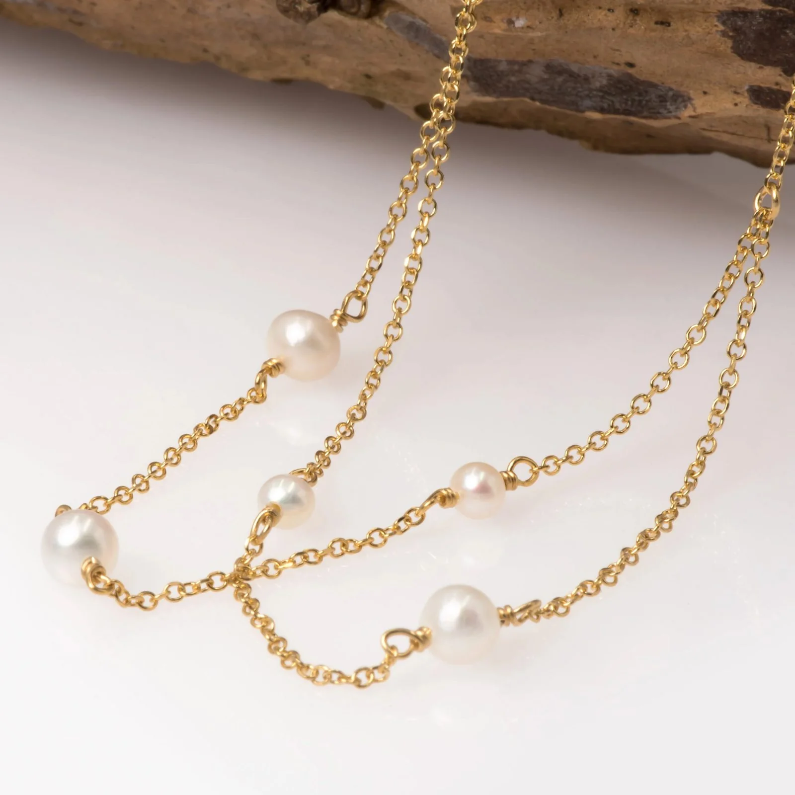 Double Row Chain Pearl Bracelet — additional product image 6 from AntEva Crafts