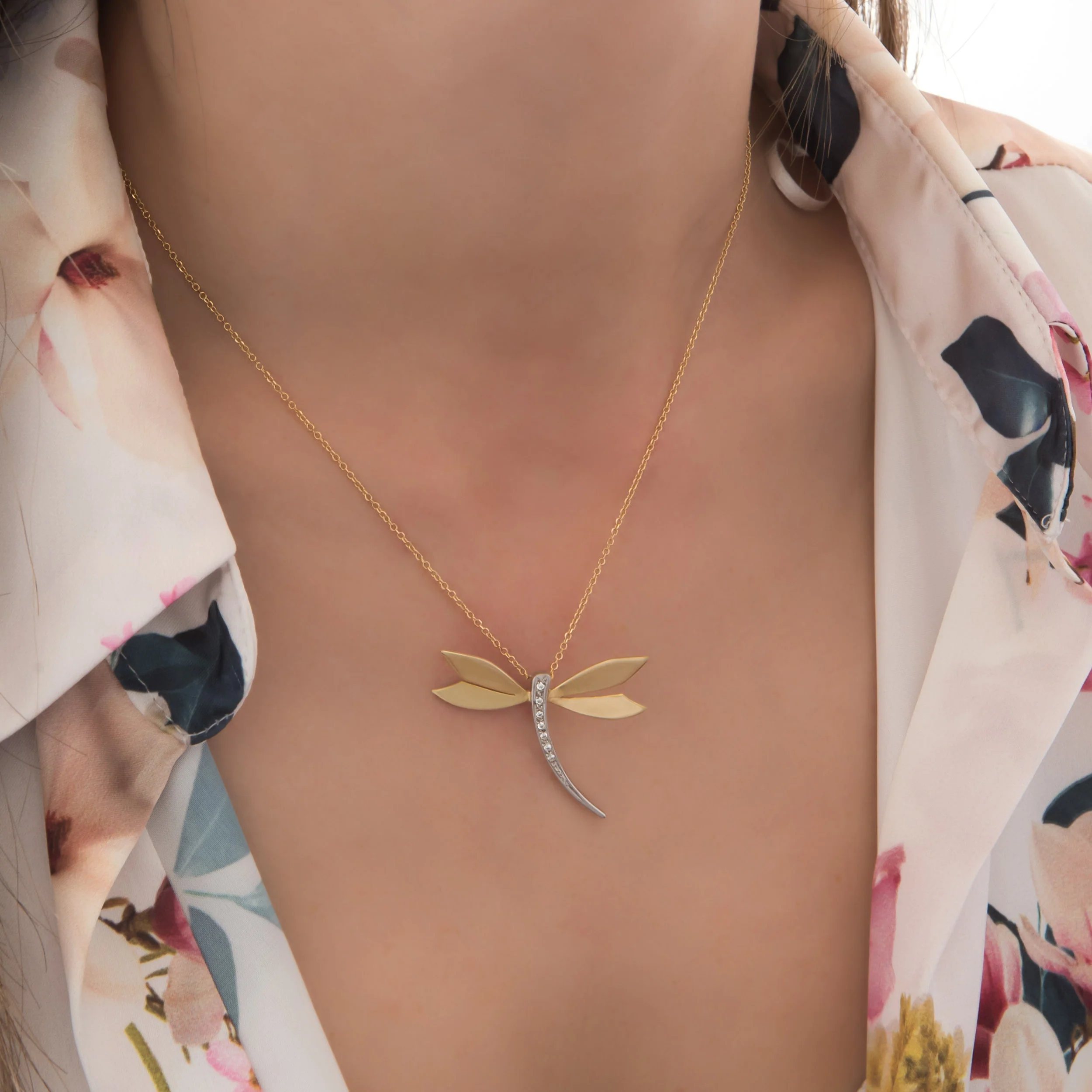 Two-Tone Dragonfly Necklace with CZ Stones — additional product image 2 from AntEva Crafts