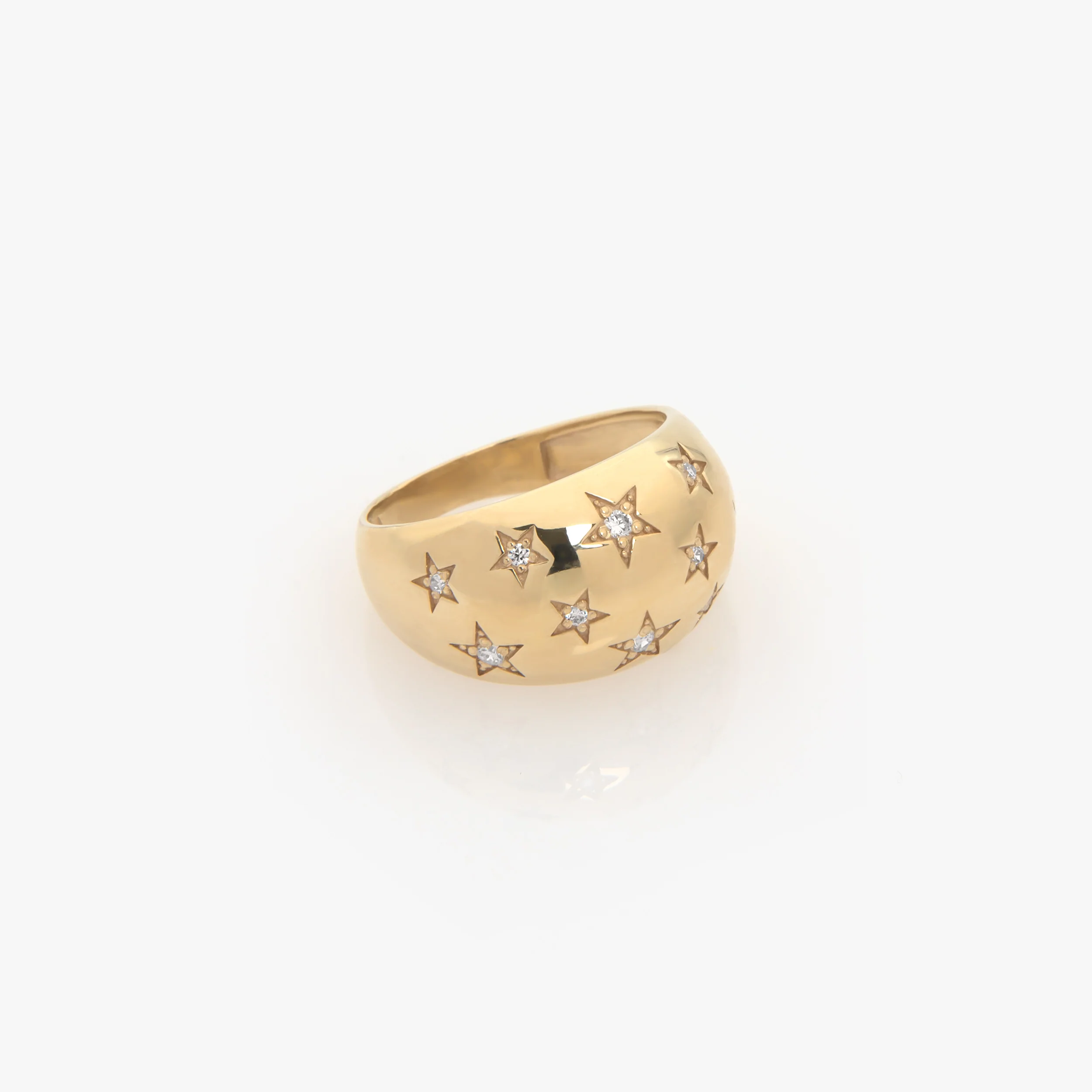 Wide Dome Starburst Ring with White CZ — additional product image 3 from AntEva Crafts