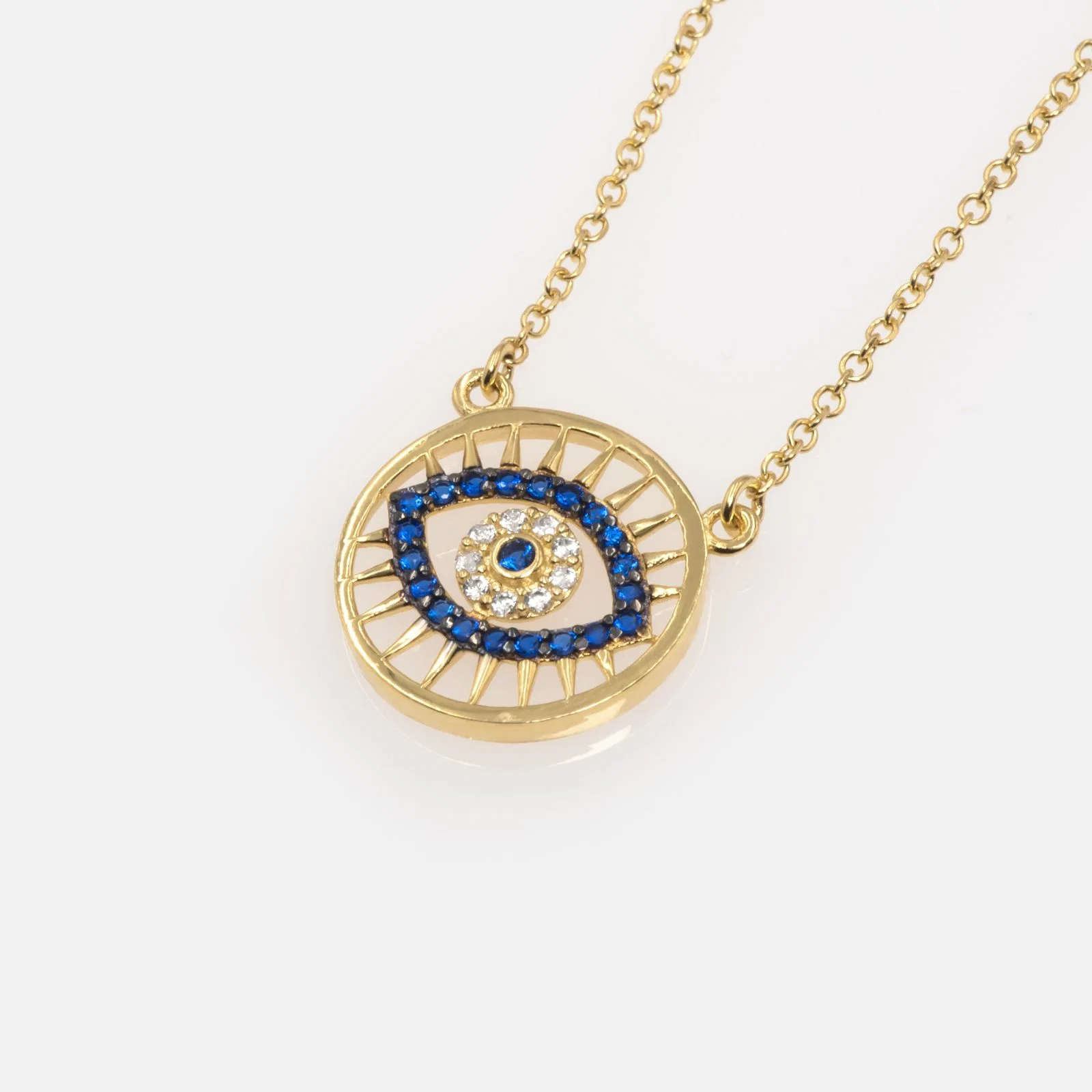 Evil Eye Blue Stone Chain Necklace