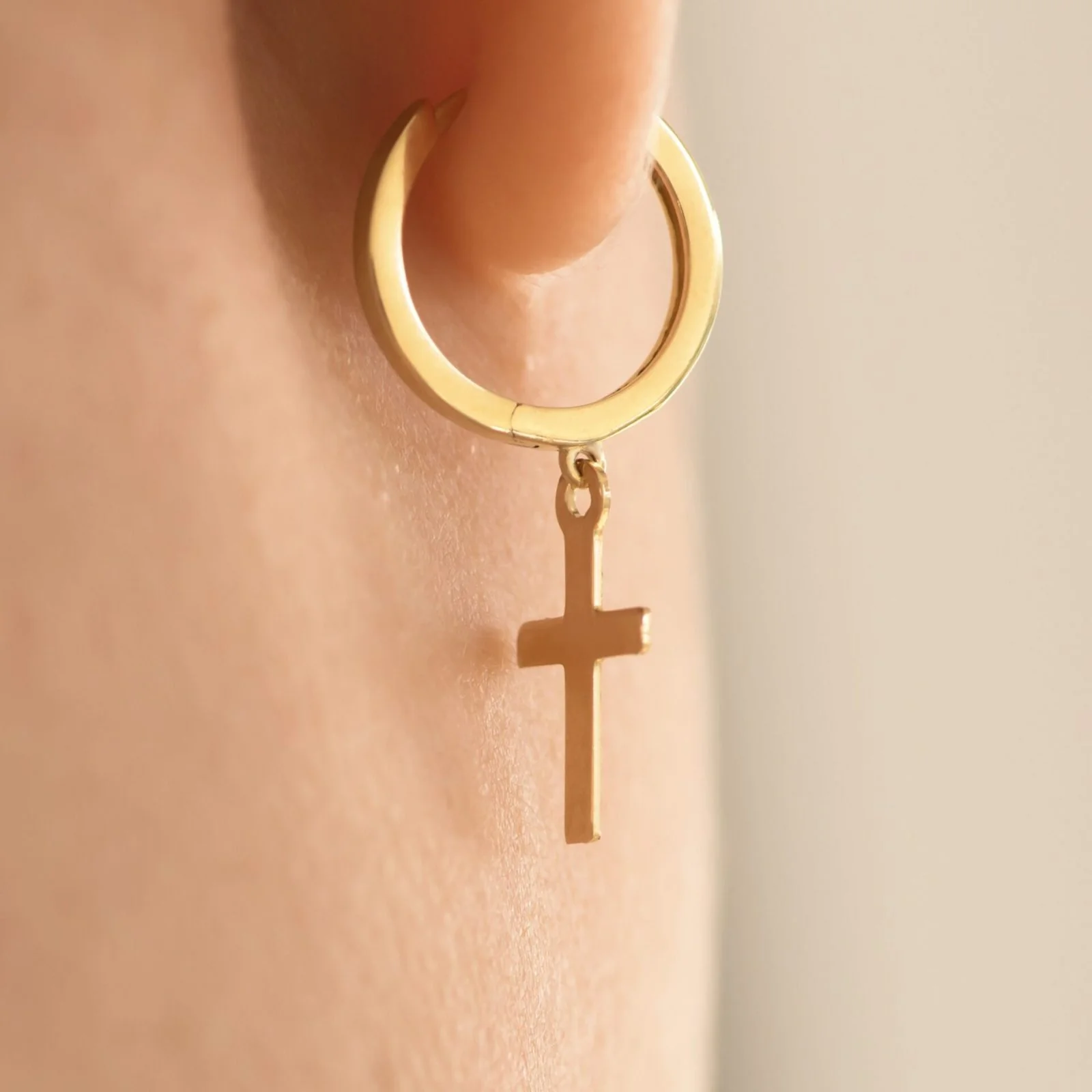 Hoop Earrings with Hanging Cross — additional product image 4 from AntEva Crafts
