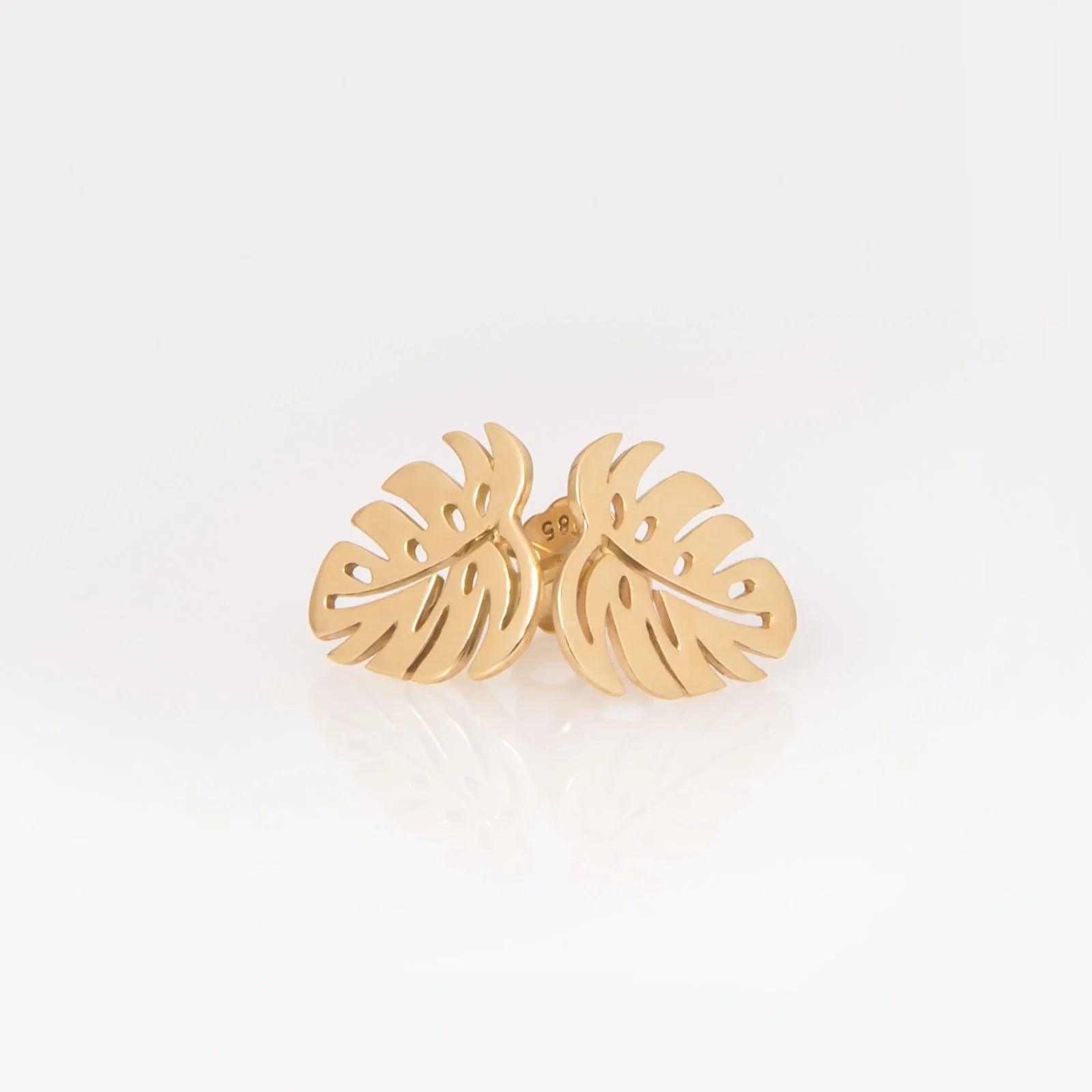 Monstera Leaf Stud Earrings — additional product image 3 from AntEva Crafts