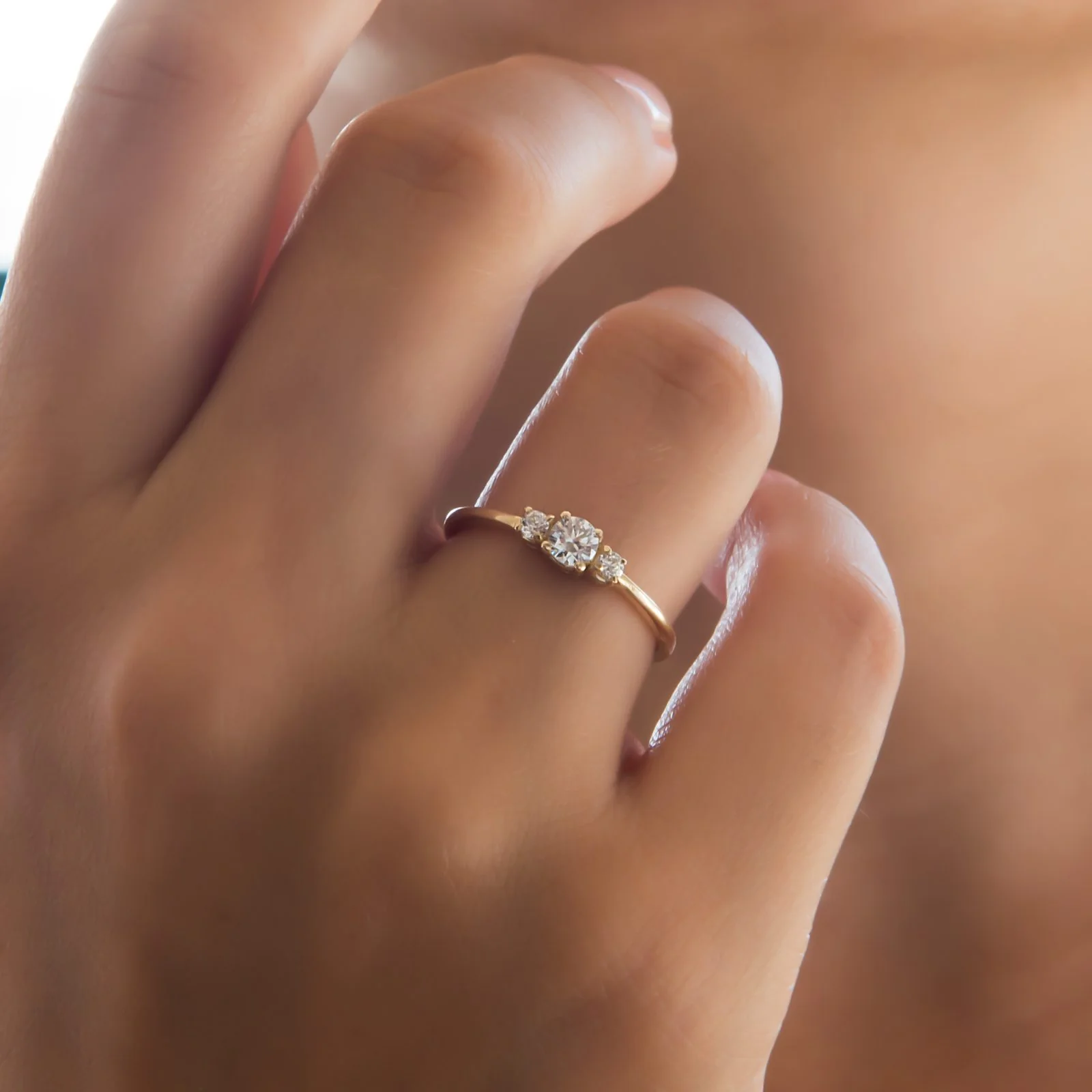 Triple Stone Ring with Diamonds — additional product image 2 from AntEva Crafts