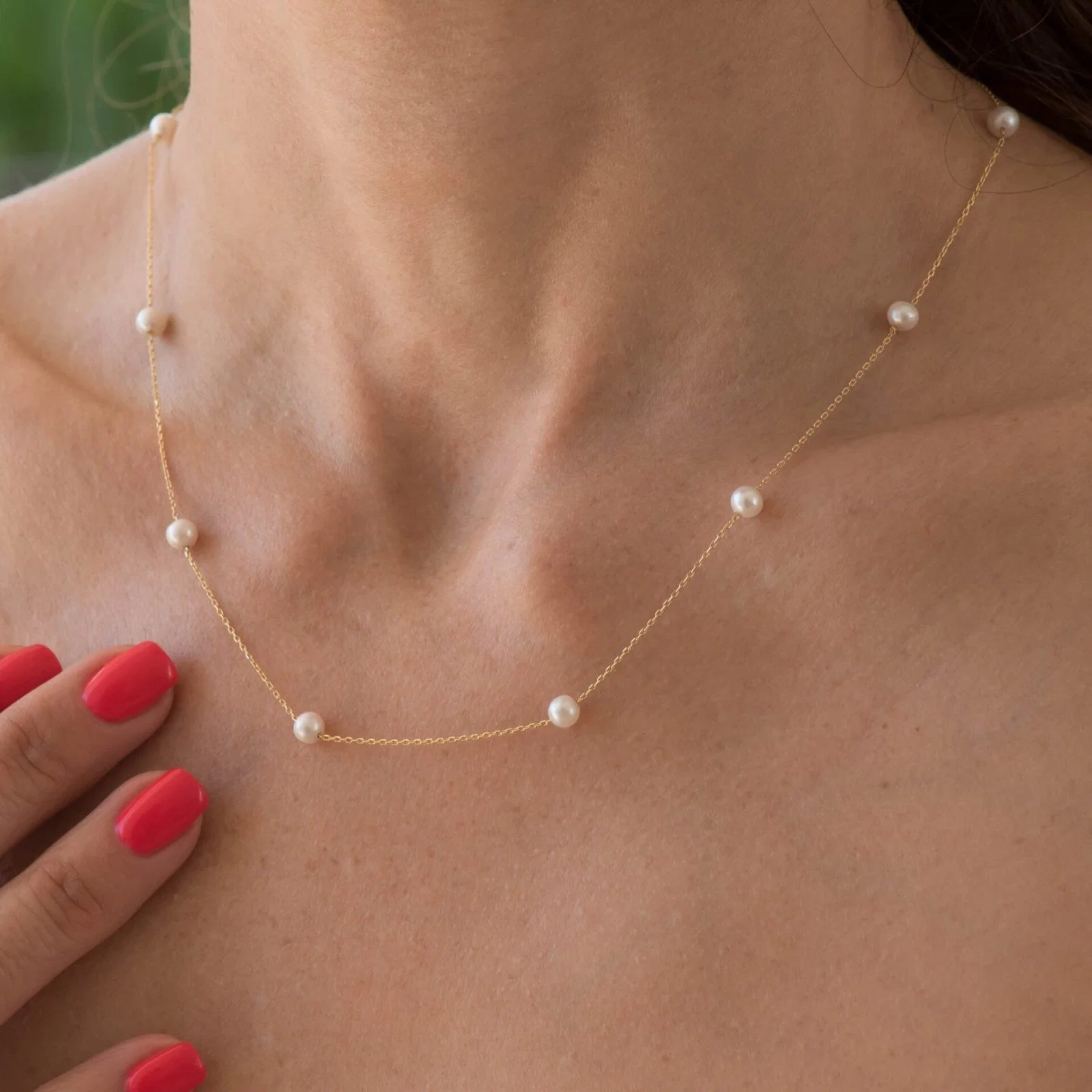 By The Yard Pearls Chain Necklace — additional product image 2 from AntEva Crafts
