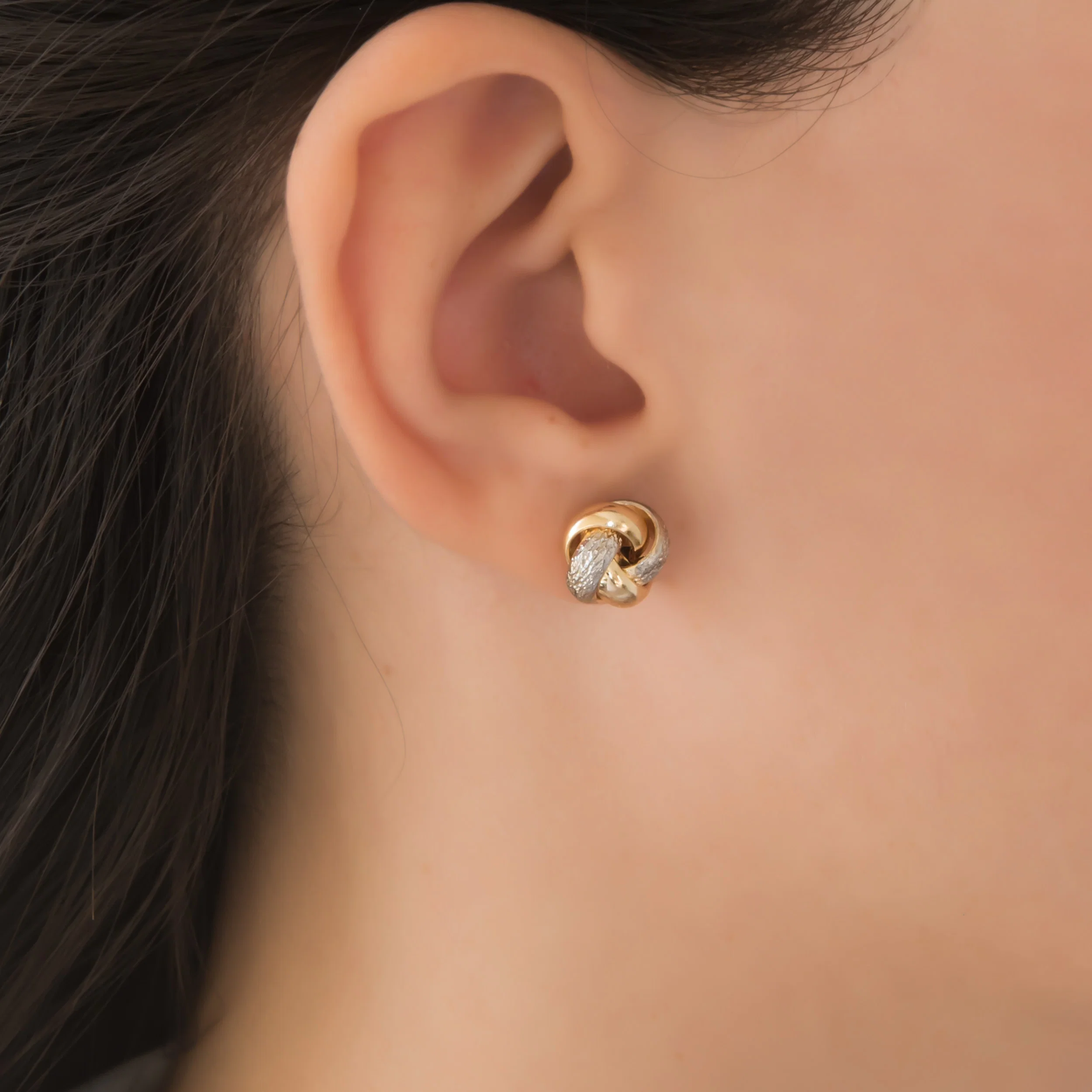 Two-Tone Knot Stud Earrings — additional product image 2 from AntEva Crafts