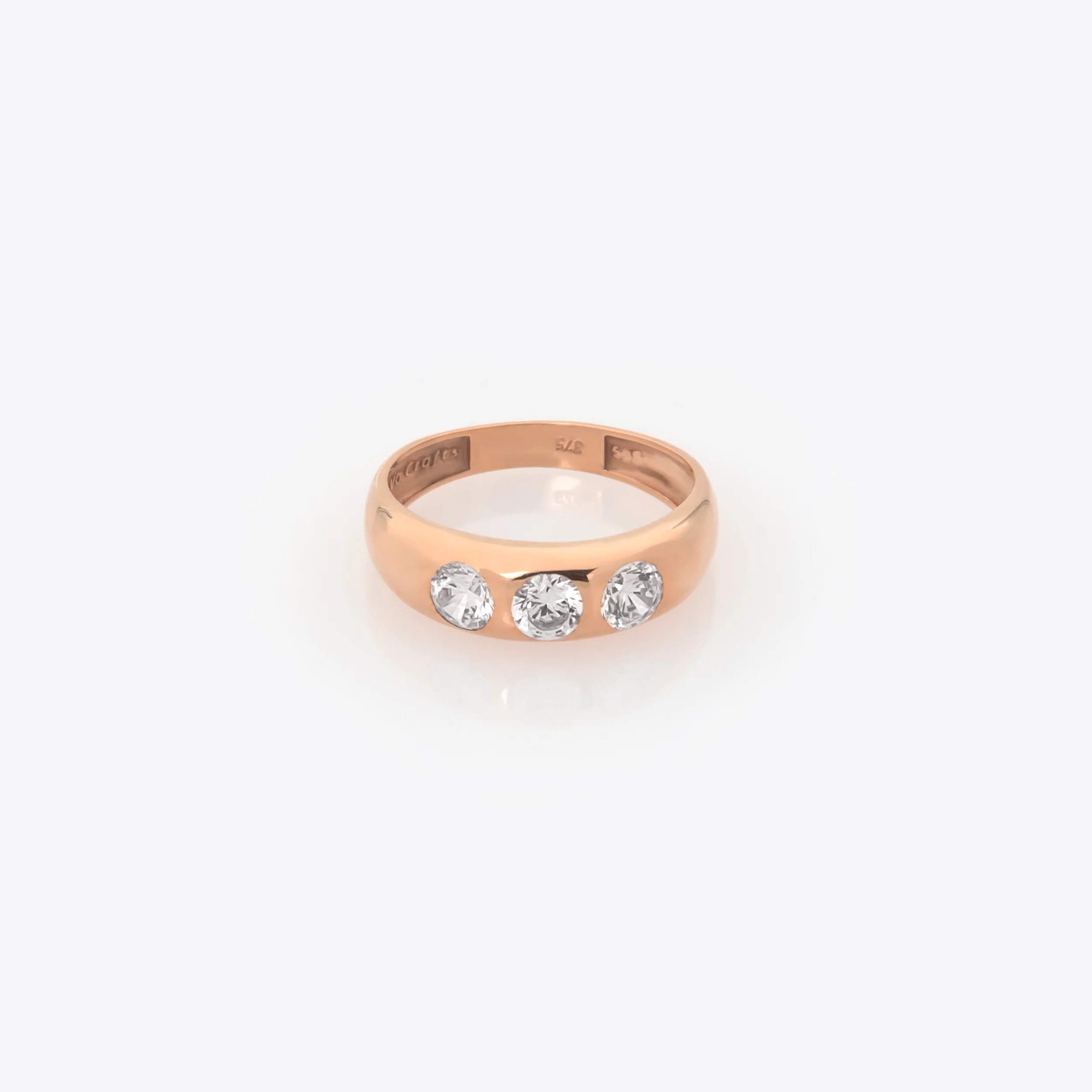 Gemstone Dome Ring with 3 White CZ — additional product image 6 from AntEva Crafts