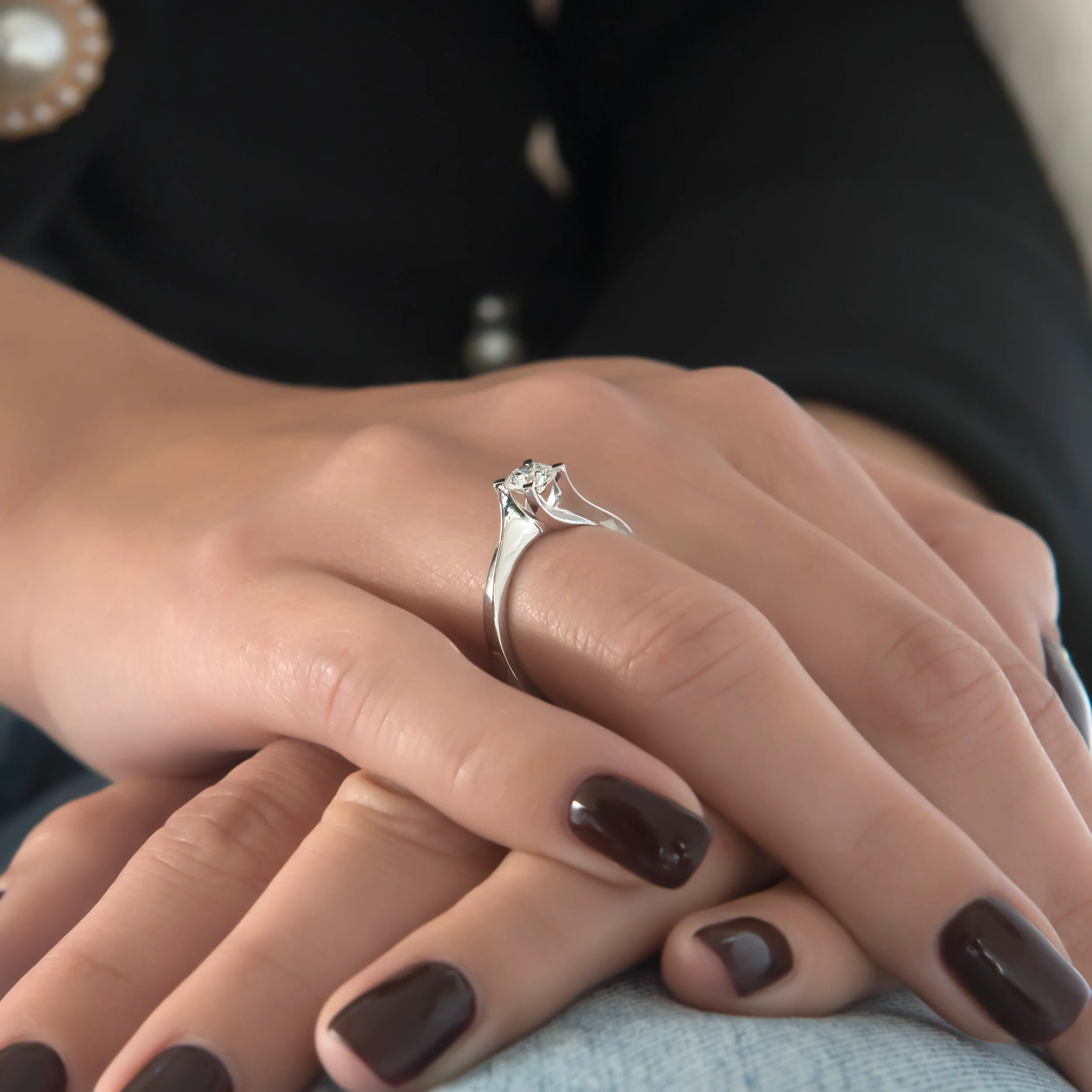 Solitaire Lab Grown Diamond Ring White Gold 14k — additional product image 2 from AntEva Crafts