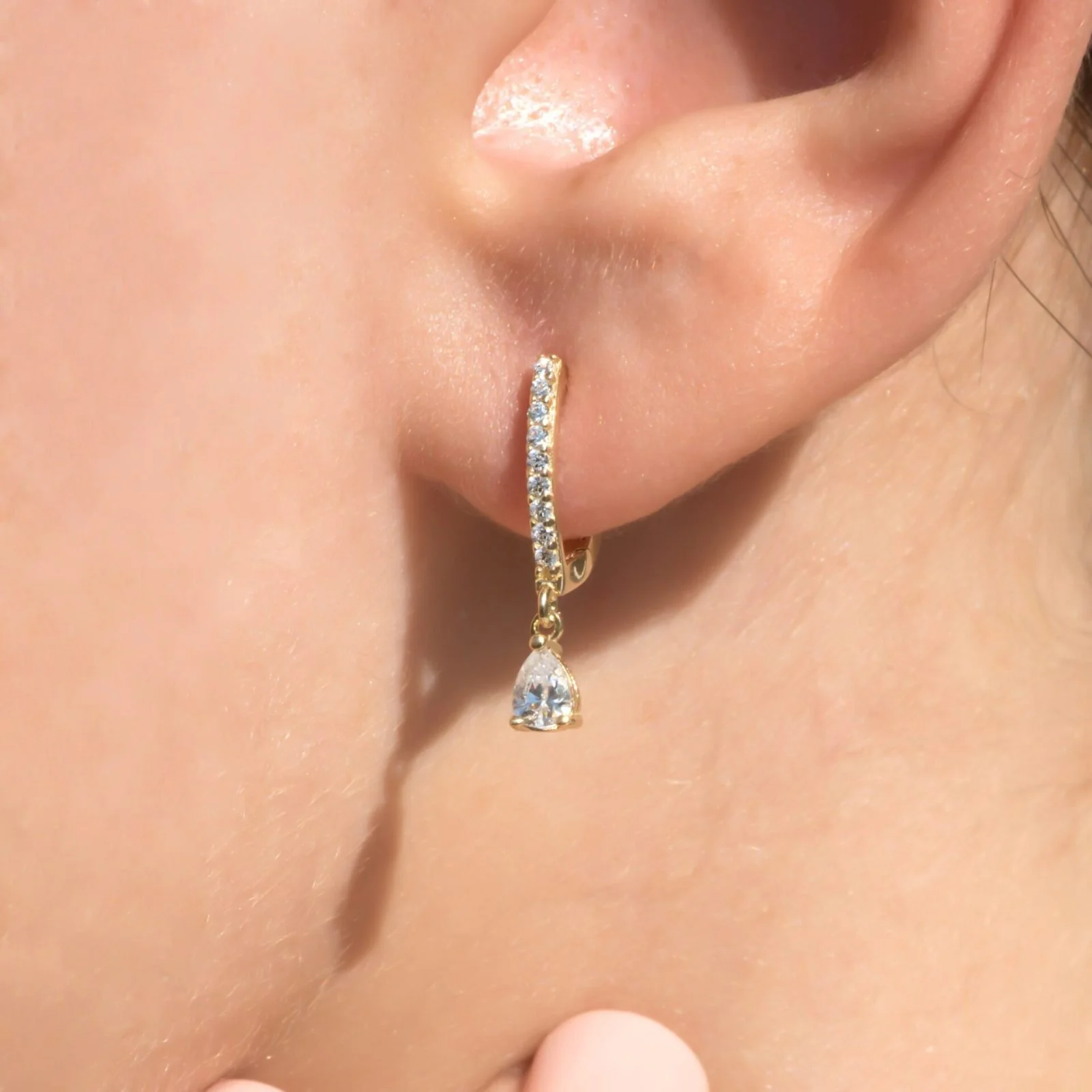 Pear Dangling Huggie Earrings — additional product image 2 from AntEva Crafts
