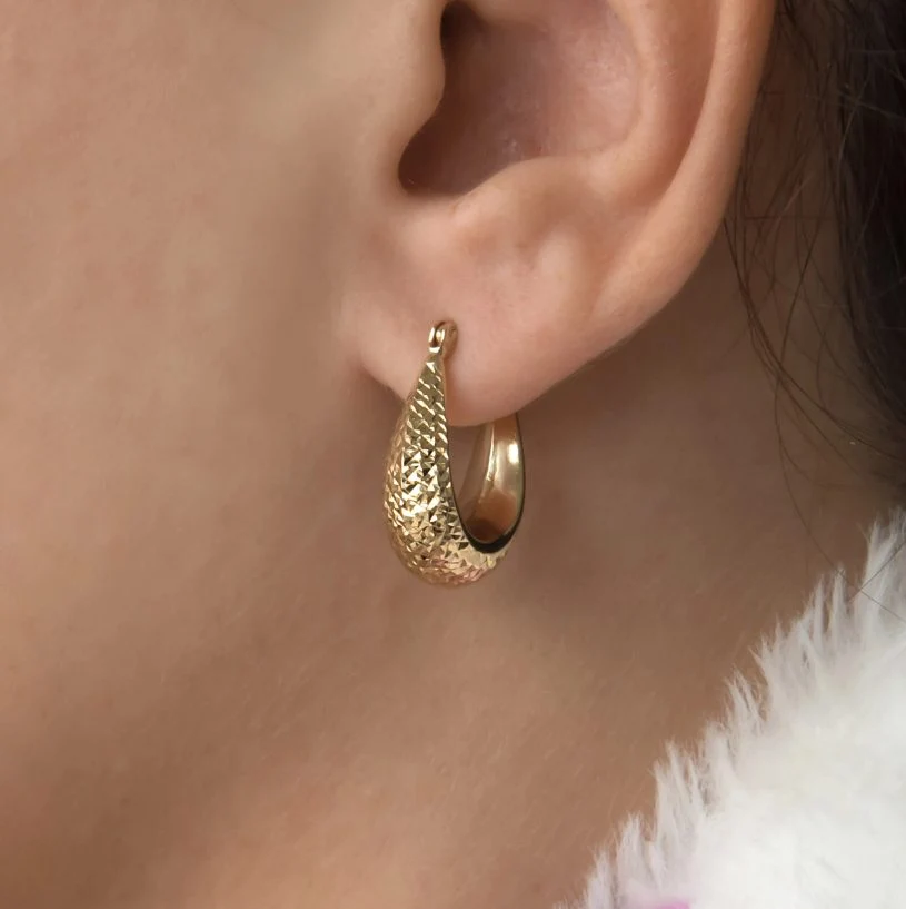 Diamond Cut Drop Hoop Earrings — additional product image 6 from AntEva Crafts
