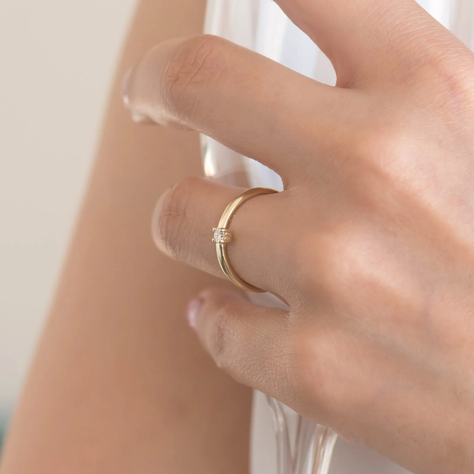 Diamond Solitaire Ring 14k — additional product image 7 from AntEva Crafts