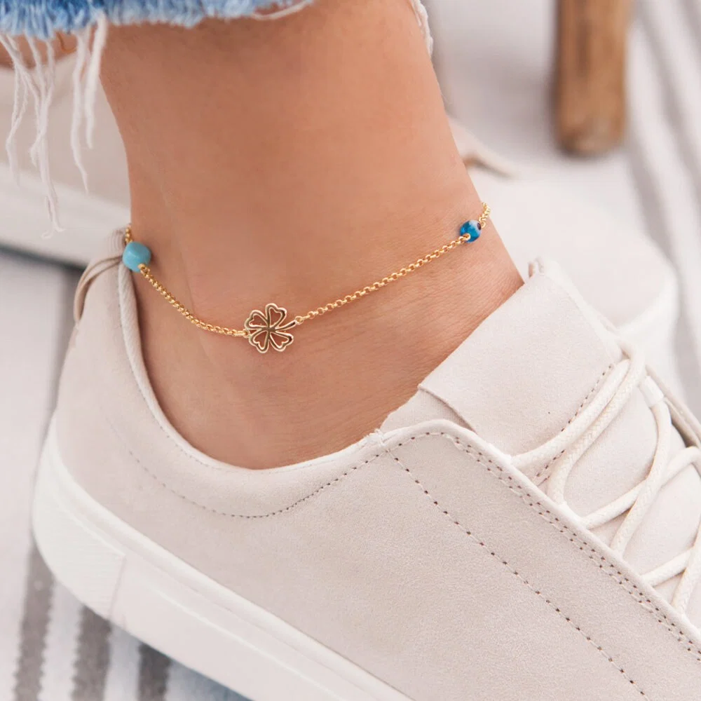 Silver Four Leaf Clover Anklet — additional product image 5 from AntEva Crafts