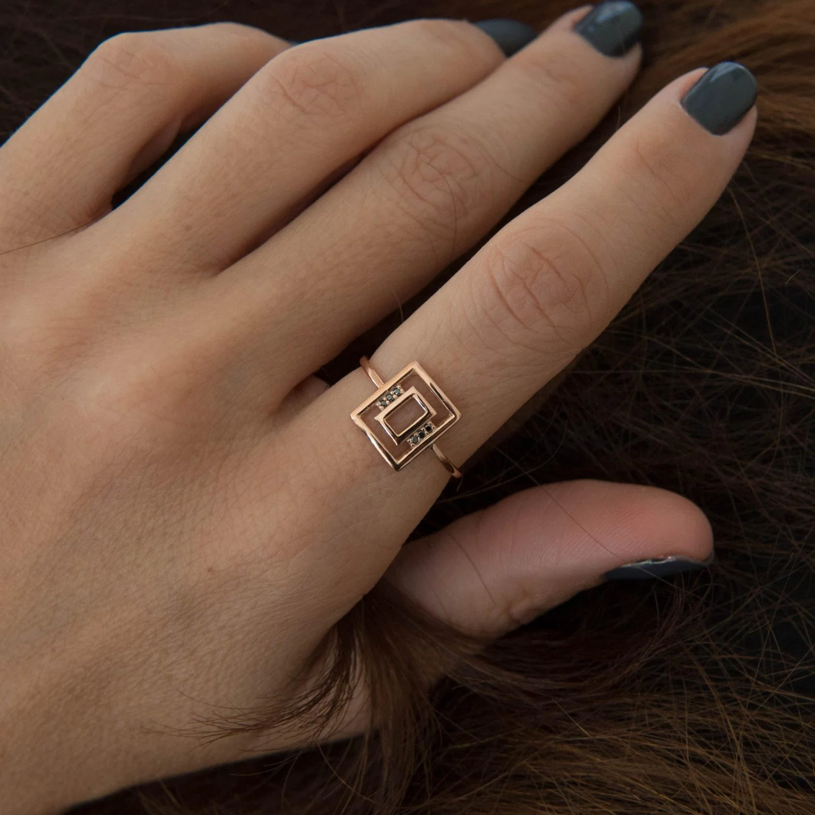 Diamond Geometric Ring — additional product image 4 from AntEva Crafts