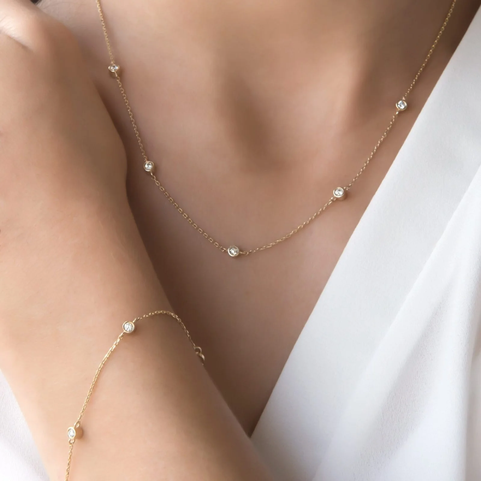 Diamond Station Necklace — additional product image 4 from AntEva Crafts