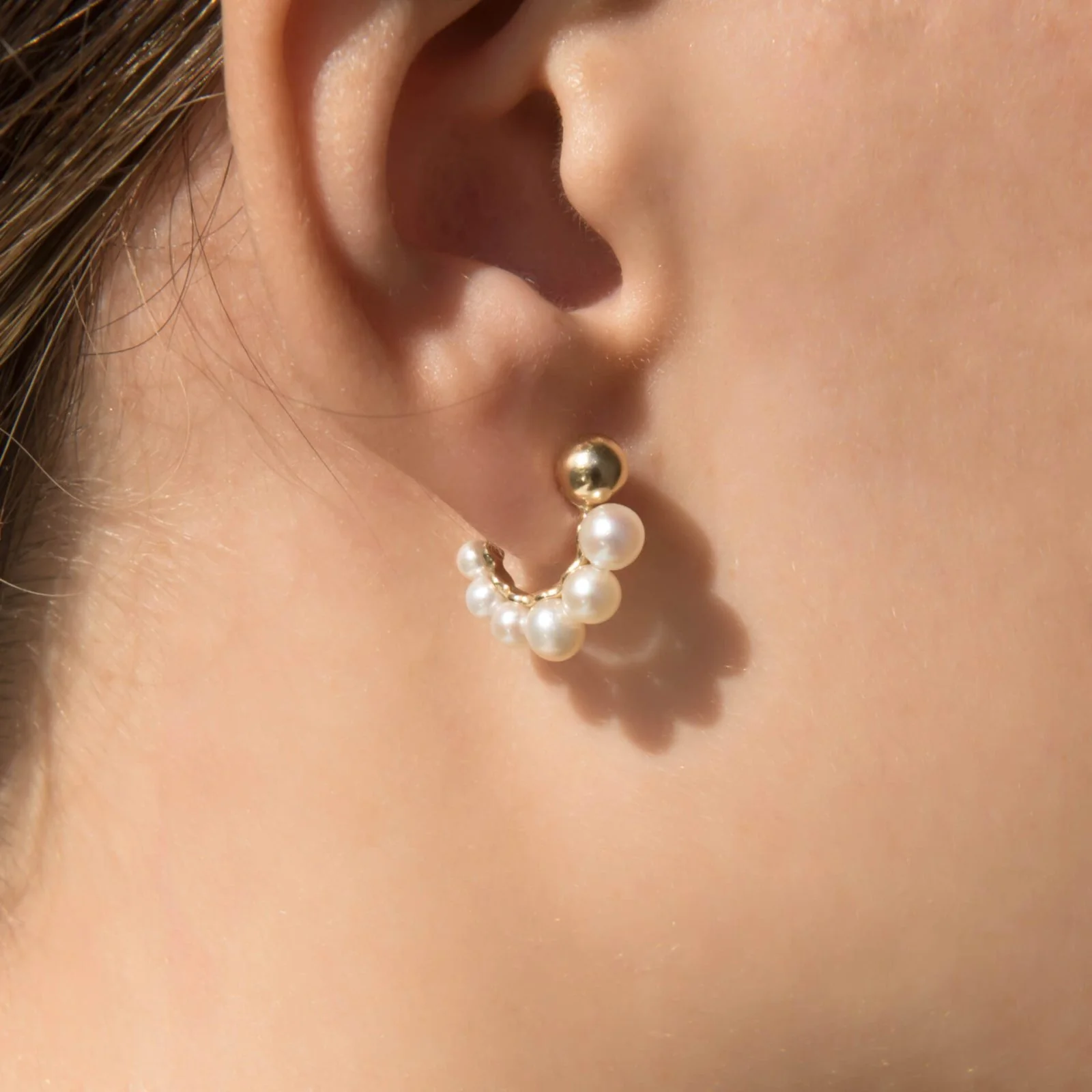 Pearl Hoop Earrings with 6 Pearls — additional product image 5 from AntEva Crafts