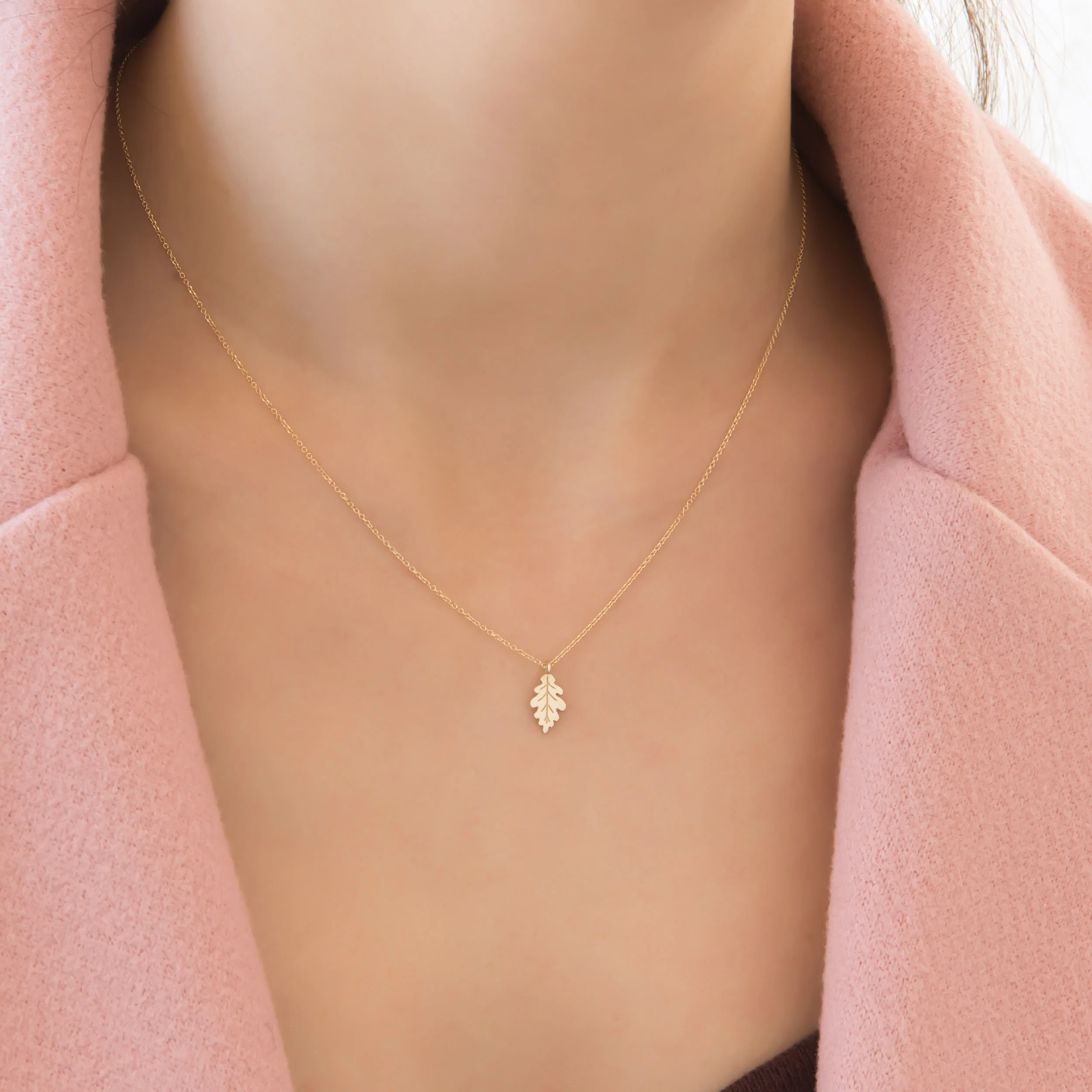 Dainty Gold Leaf Necklace — additional product image 2 from AntEva Crafts