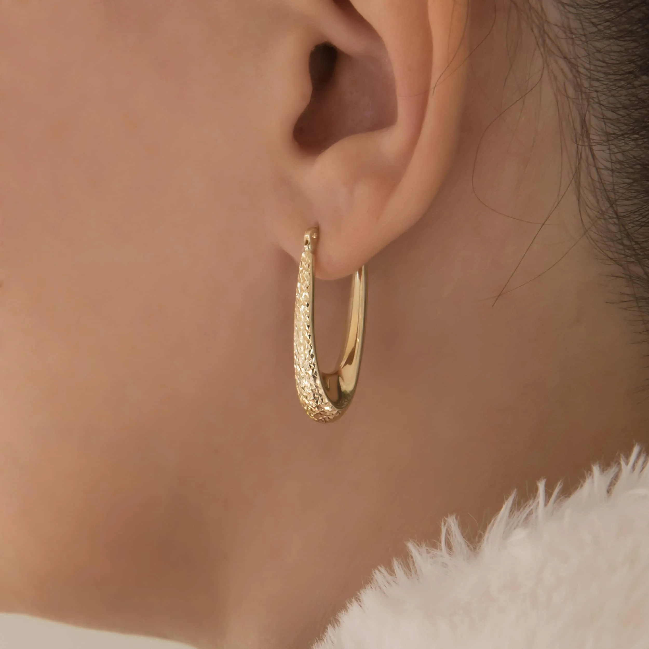 Diamond Cut Oval Hoop Earrings — additional product image 2 from AntEva Crafts