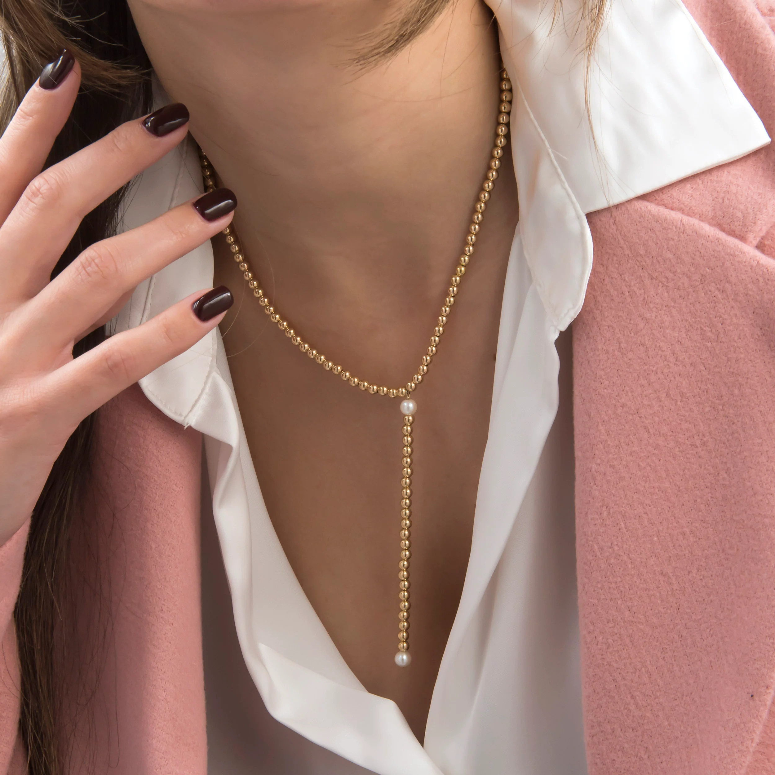 Ball Lariat Necklace — additional product image 2 from AntEva Crafts