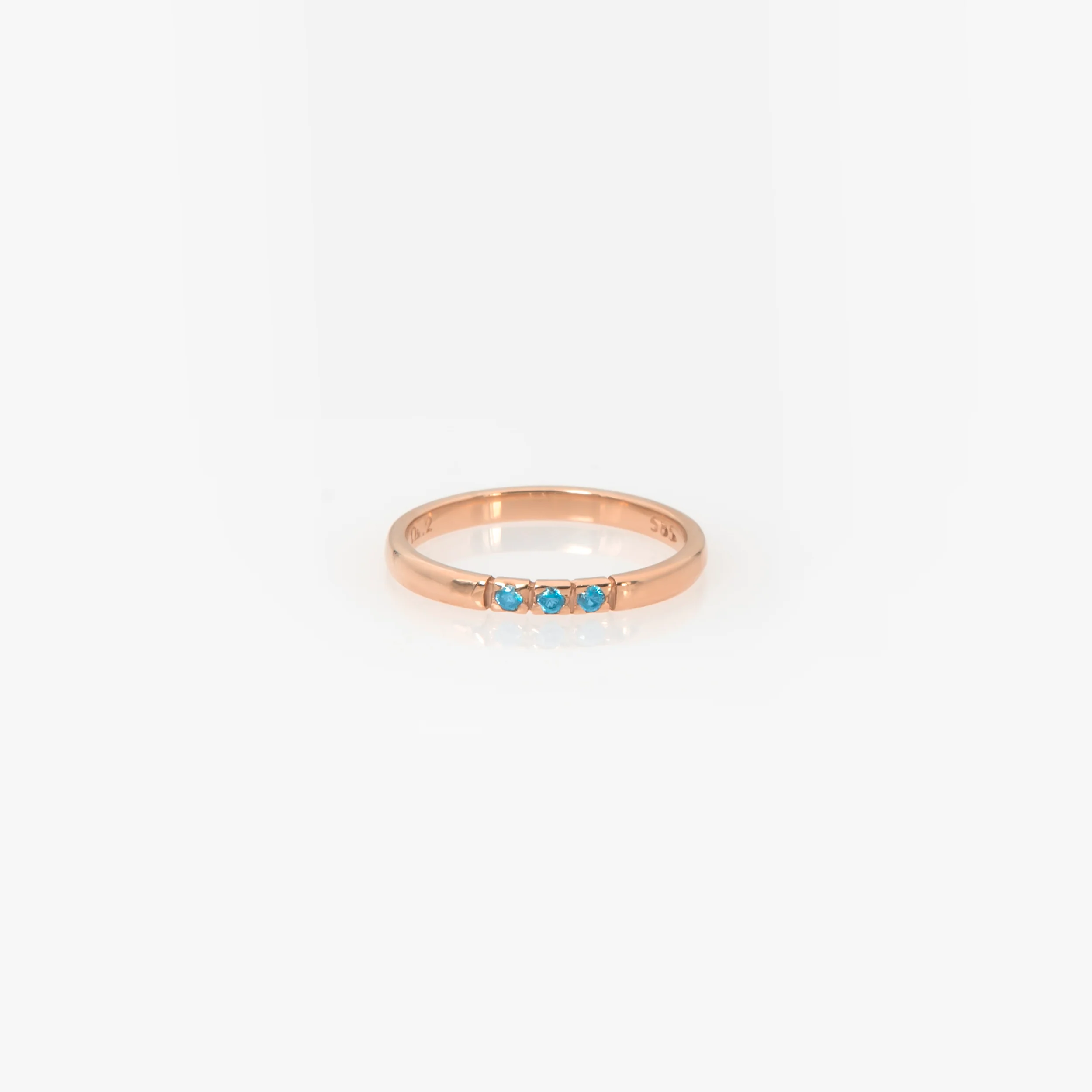 White Gold Delicate Birthstone Ring with 3-5-7 Gems — additional product image 8 from AntEva Crafts