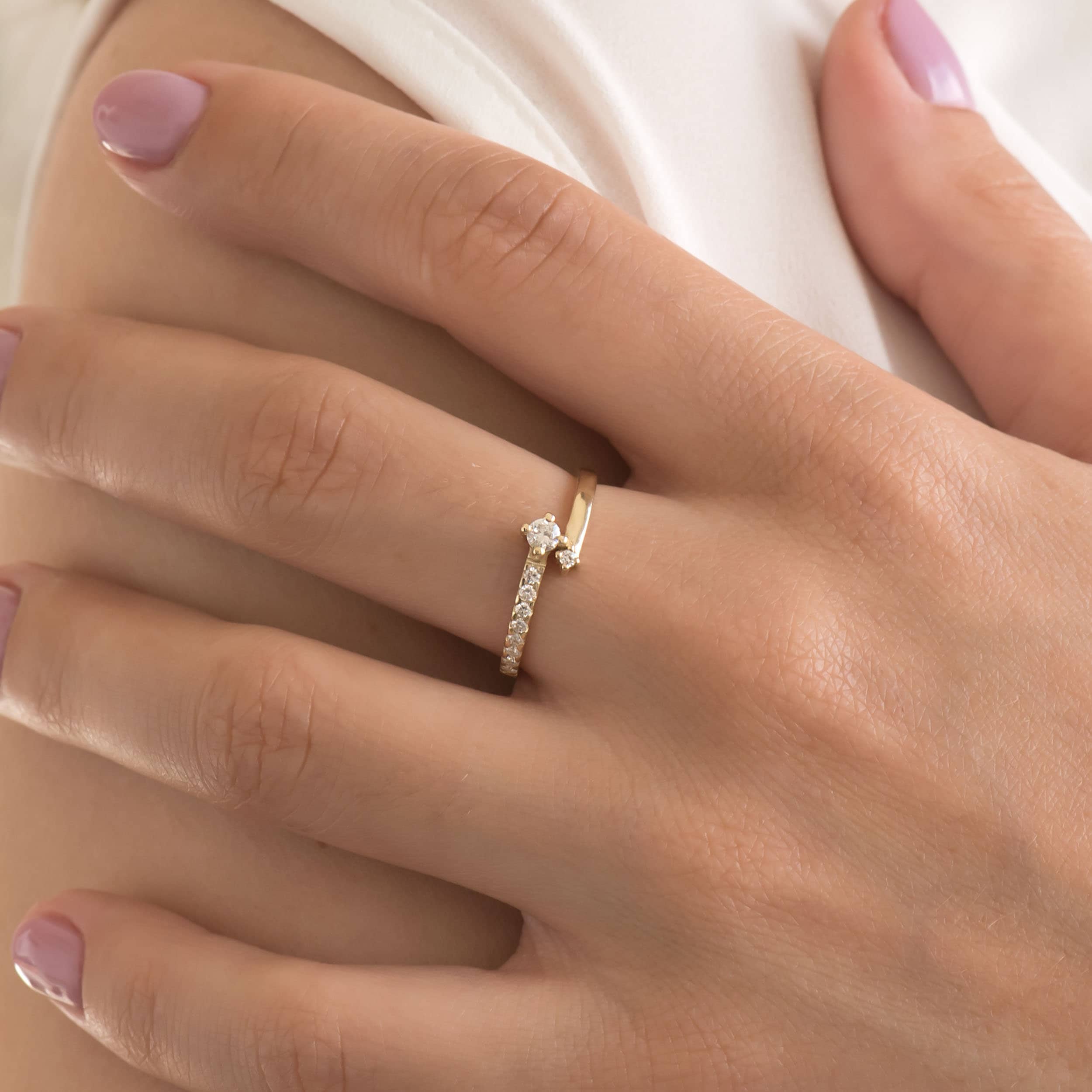 Diamond Bypass Ring — additional product image 2 from AntEva Crafts