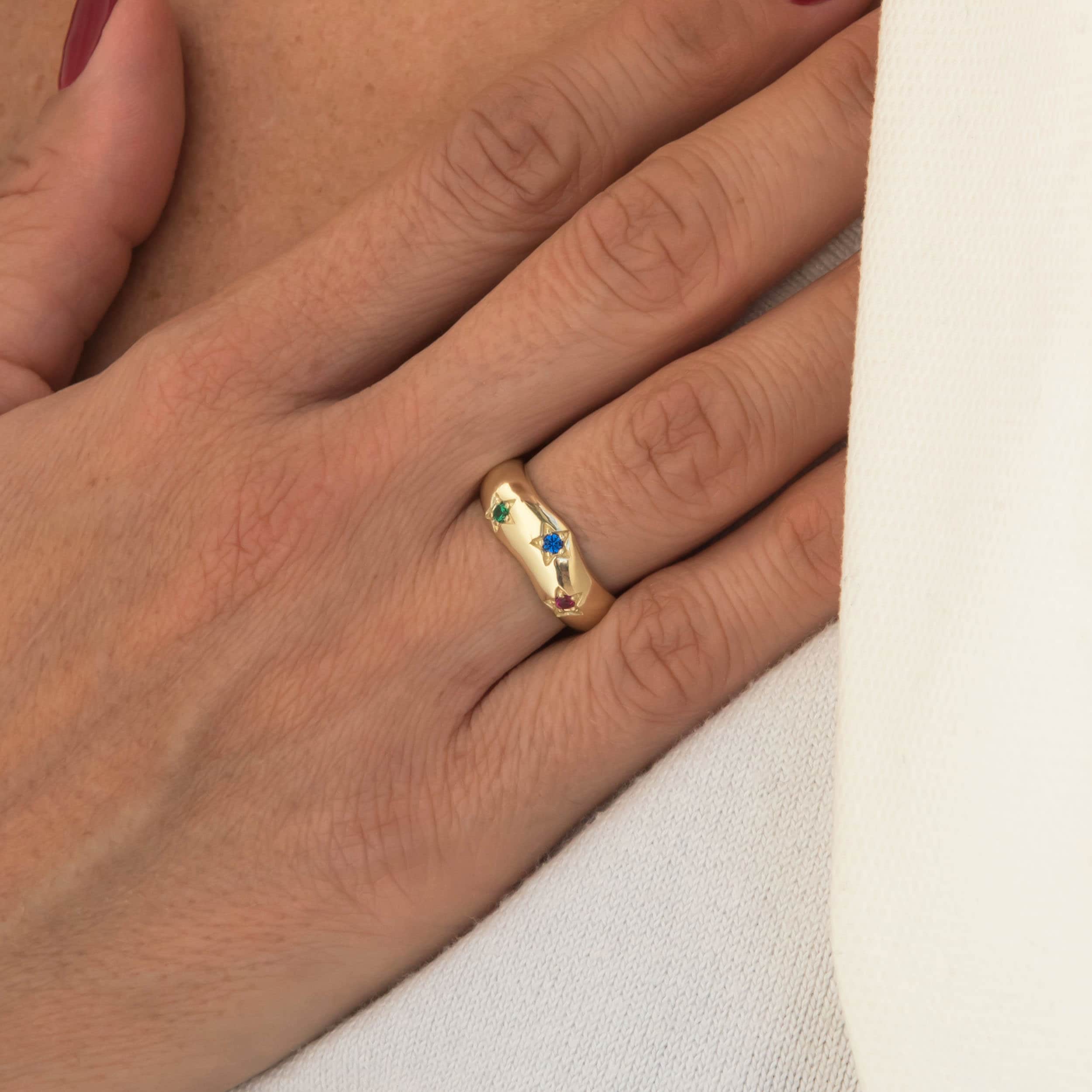 North Star Birthstone Ring with 3 Gems — additional product image 2 from AntEva Crafts