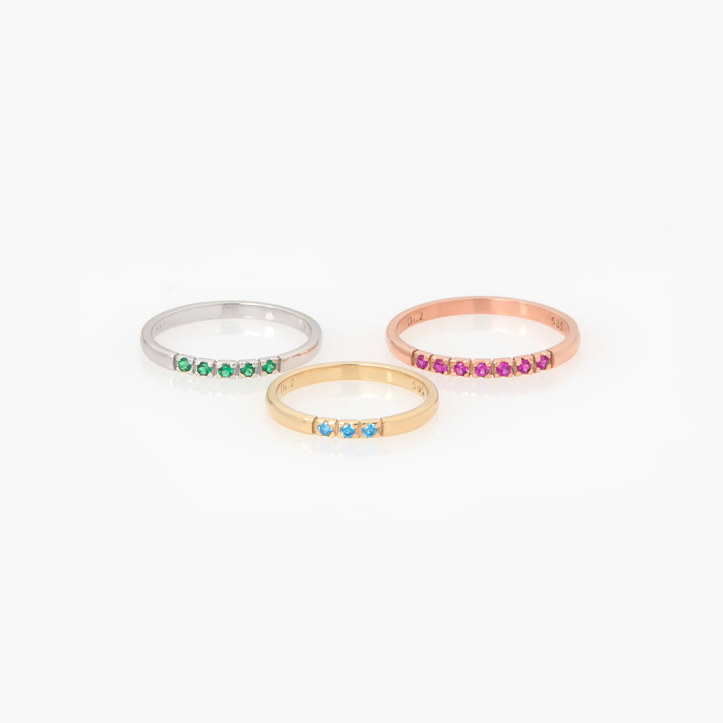 White Gold Delicate Birthstone Ring with 3-5-7 Gems — additional product image 9 from AntEva Crafts