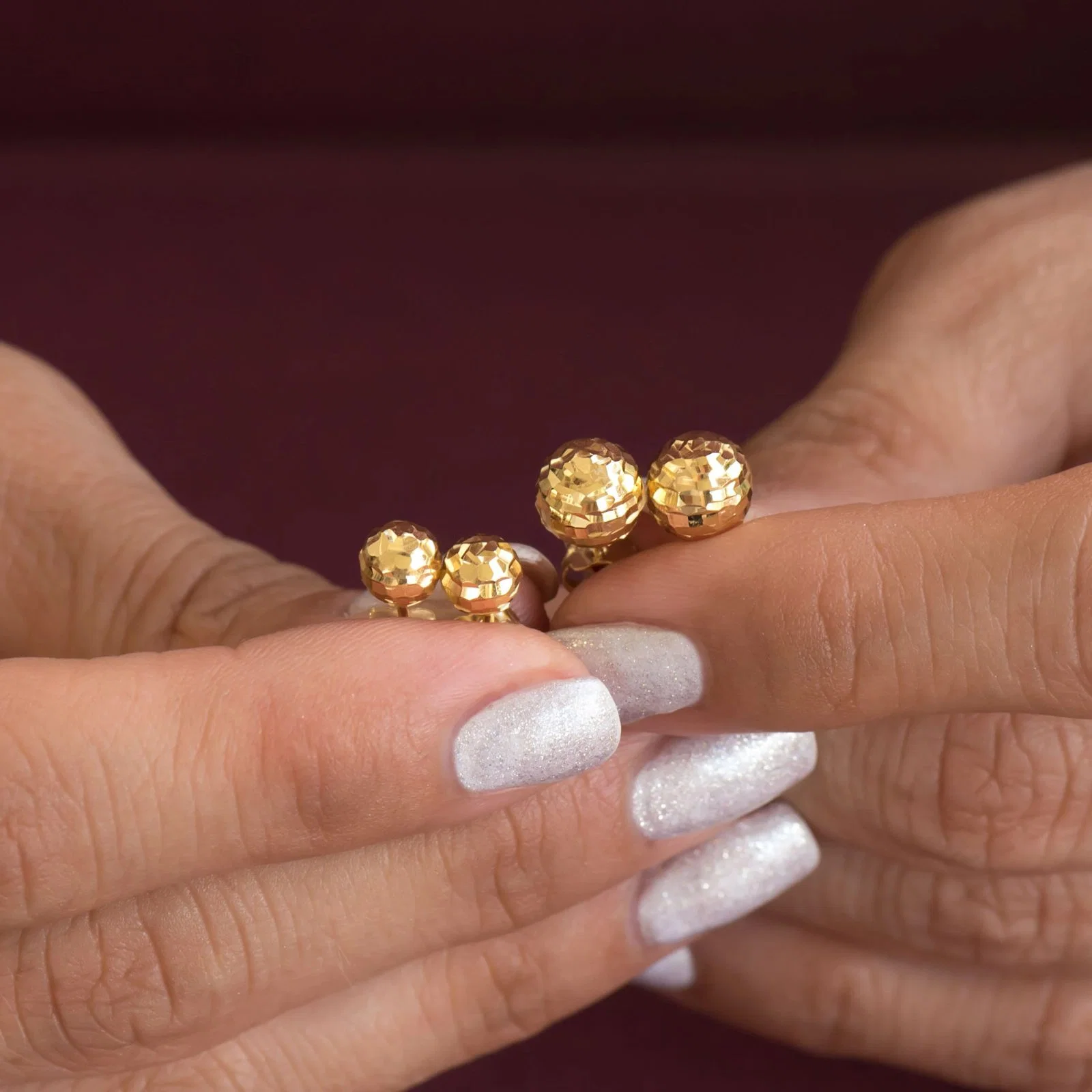 Hammered Ball Earrings — additional product image 9 from AntEva Crafts
