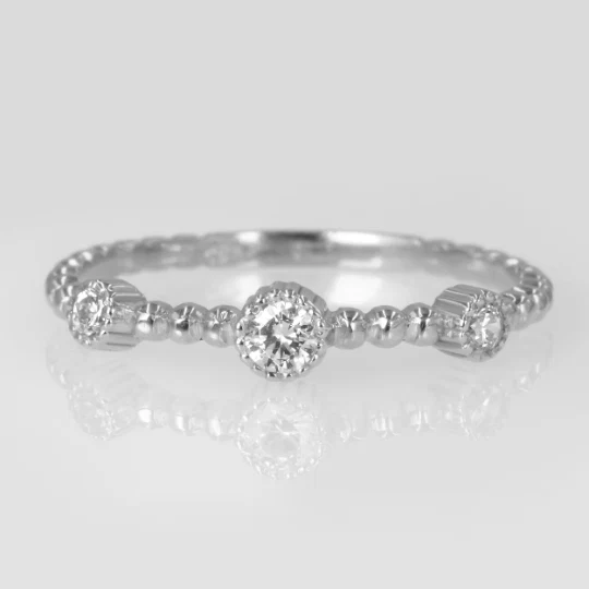 Beaded Milgrain Ring with Diamonds — additional product image 6 from AntEva Crafts