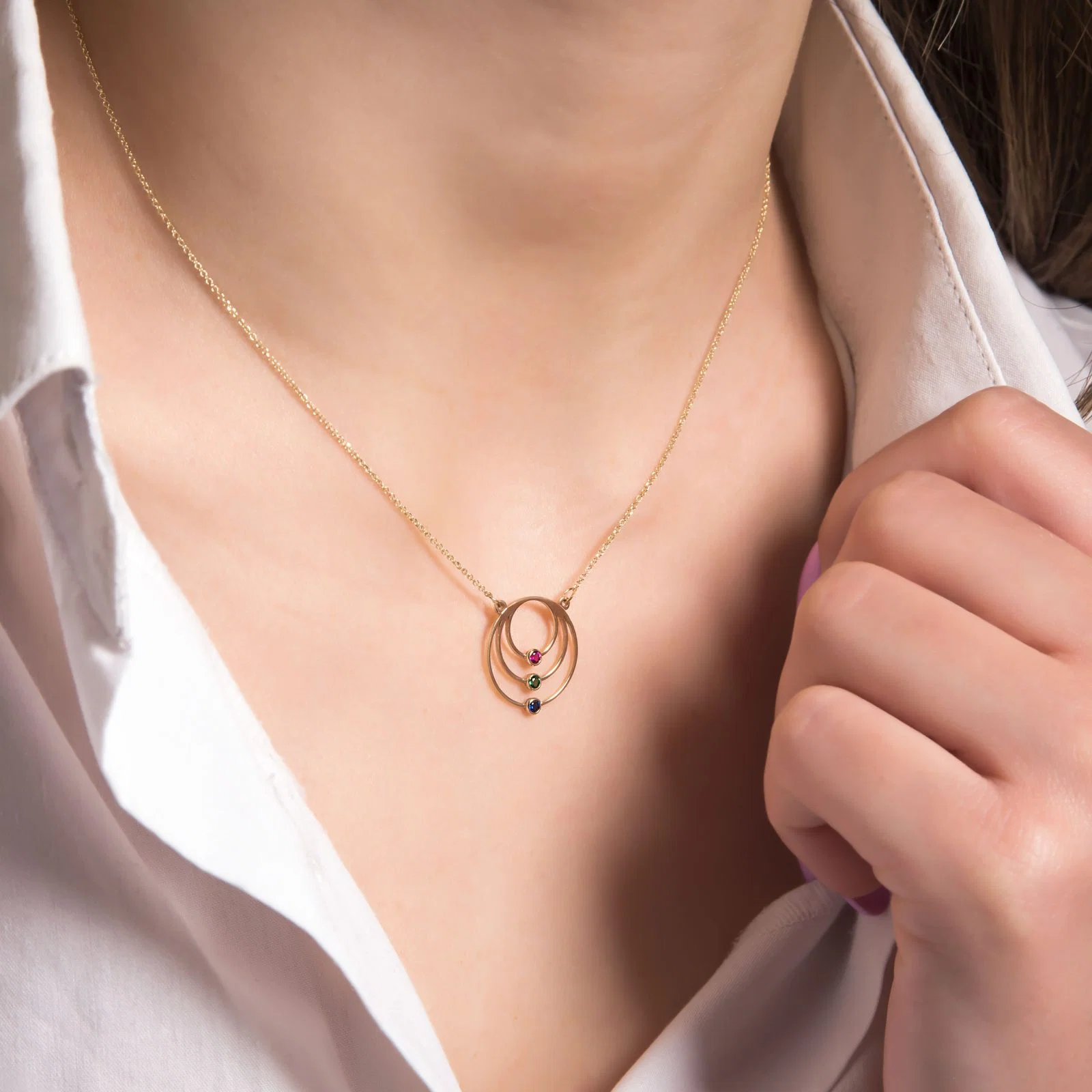 Birthstone 3 Circles Necklace — additional product image 2 from AntEva Crafts