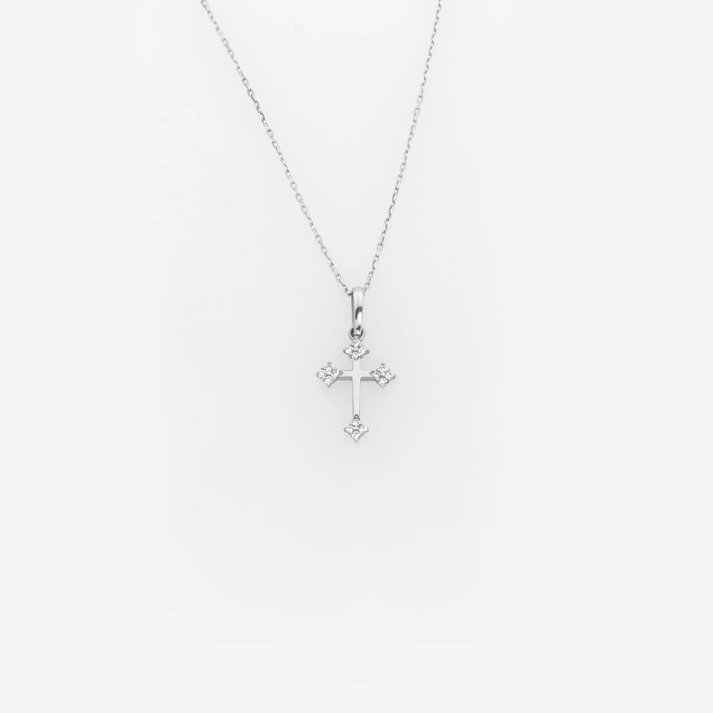 Solid Gold 14k Cross Necklace with Petal Ends — additional product image 3 from AntEva Crafts