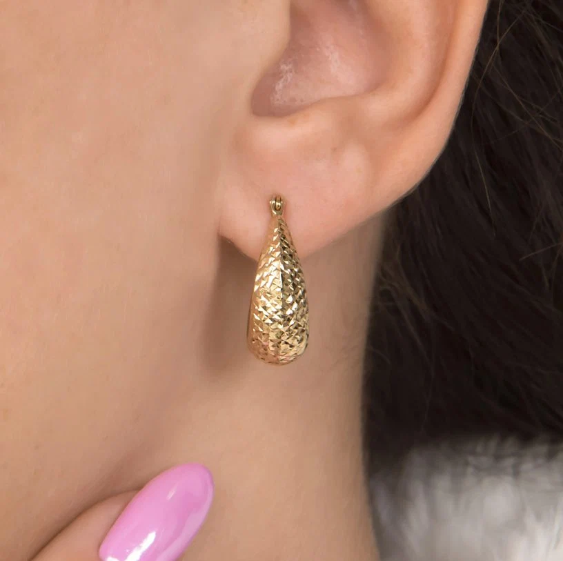 Diamond Cut Drop Hoop Earrings — additional product image 5 from AntEva Crafts
