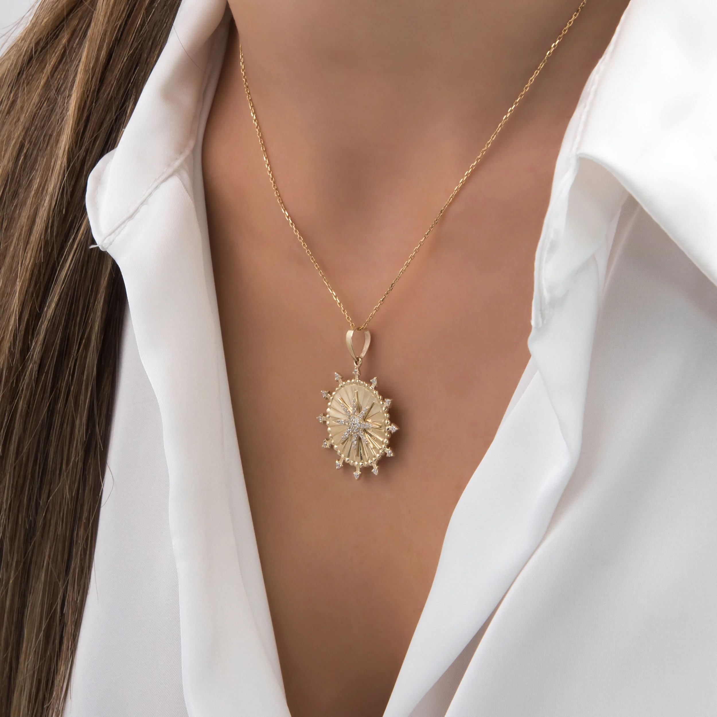 Round Diamond-Cut North Star Pendant — additional product image 4 from AntEva Crafts